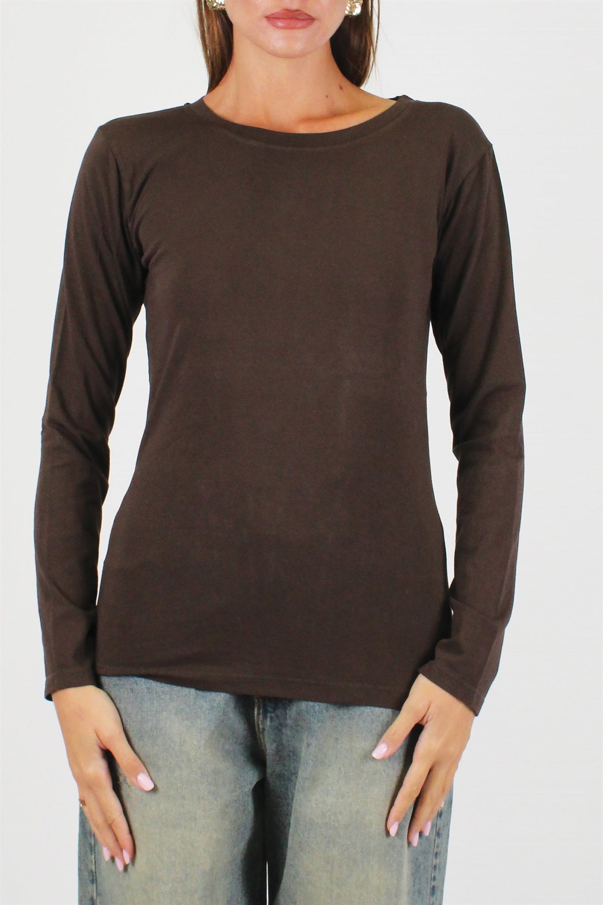 Haveone - Shirt manica lunga in cotone tinta unita