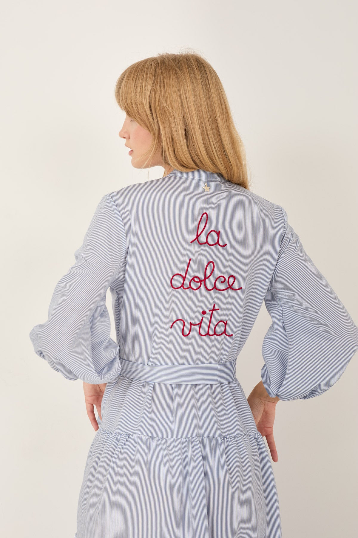 Souvenir - Chemisier a righe con ricamo sul retro