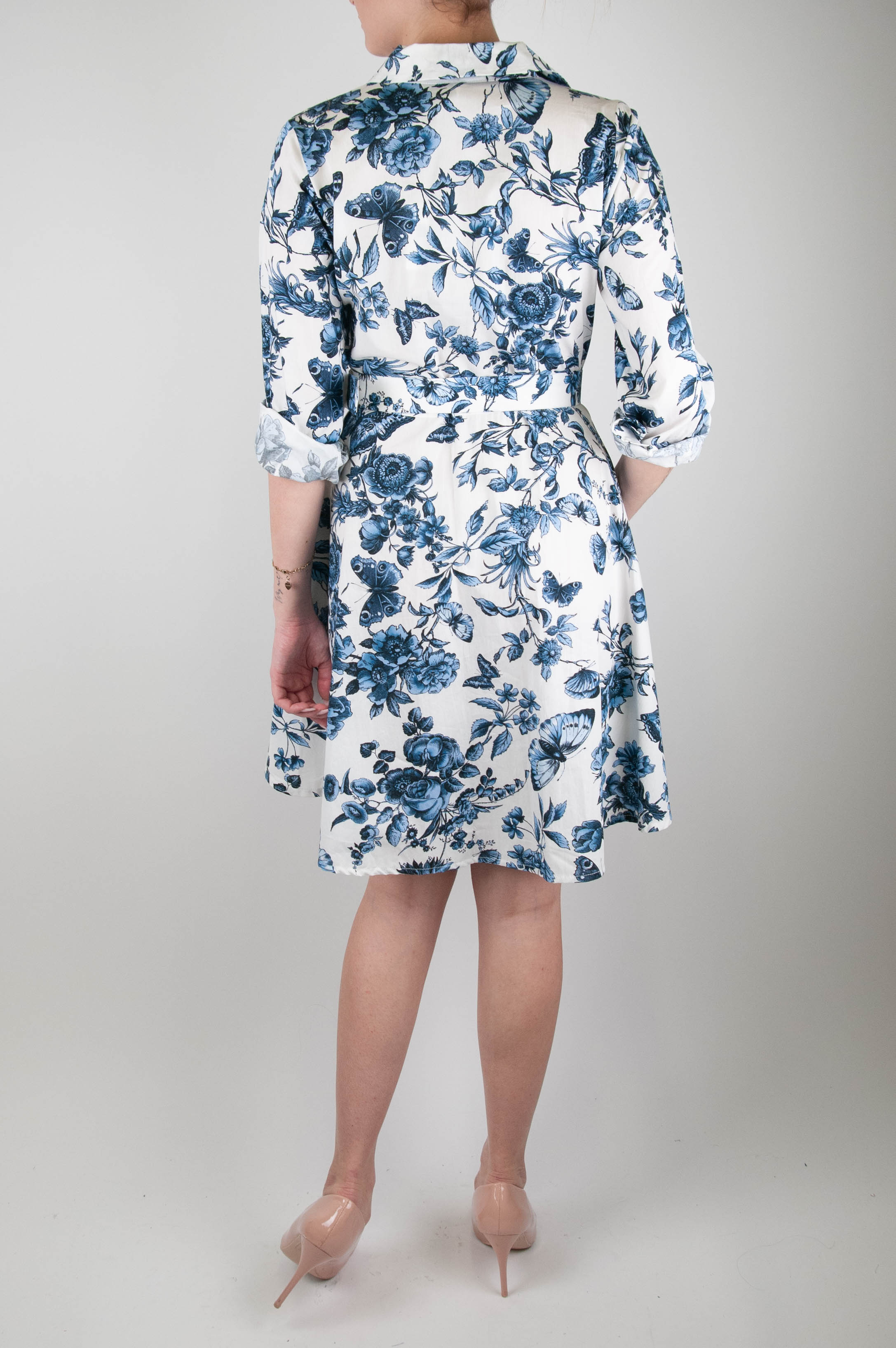 Tension in - Short floral patterned dress in cotton muslin