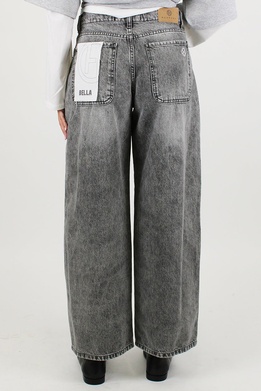 Haveone - Jeans palazzo modello BELLA lavaggio grigio