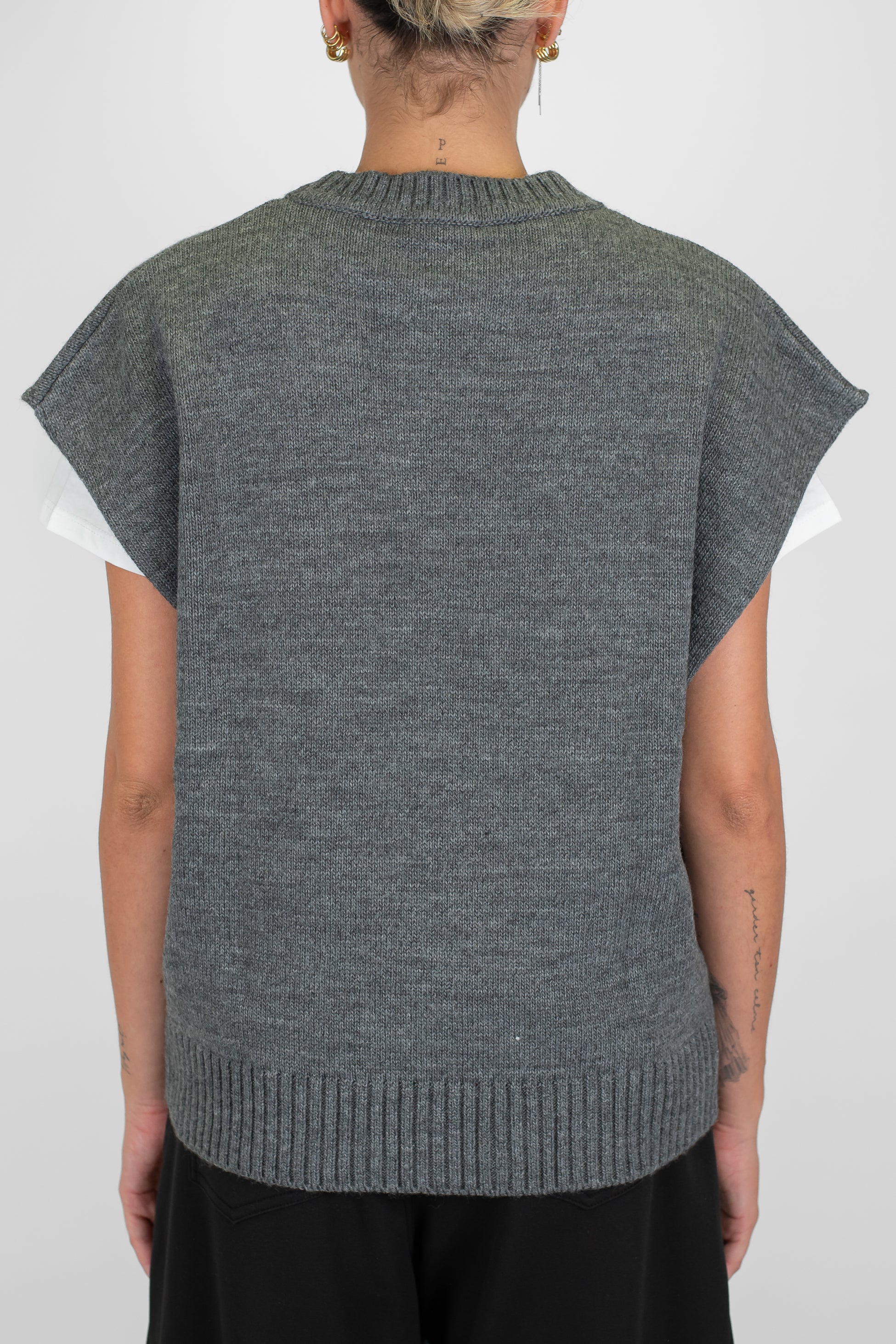 Motel - Maglia over mezzamanica in misto lana con intarsi