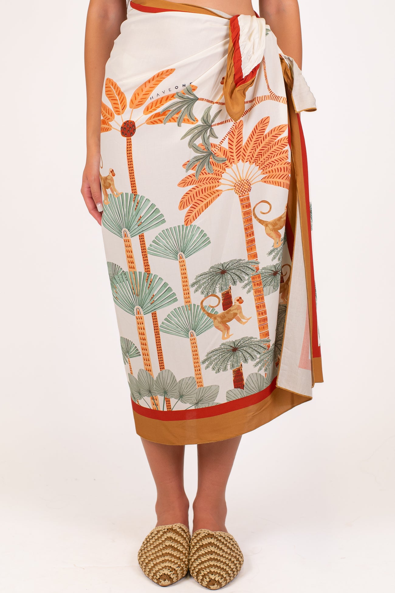 Haveone - Gonna pareo fantasia scimmie in viscosa leggera