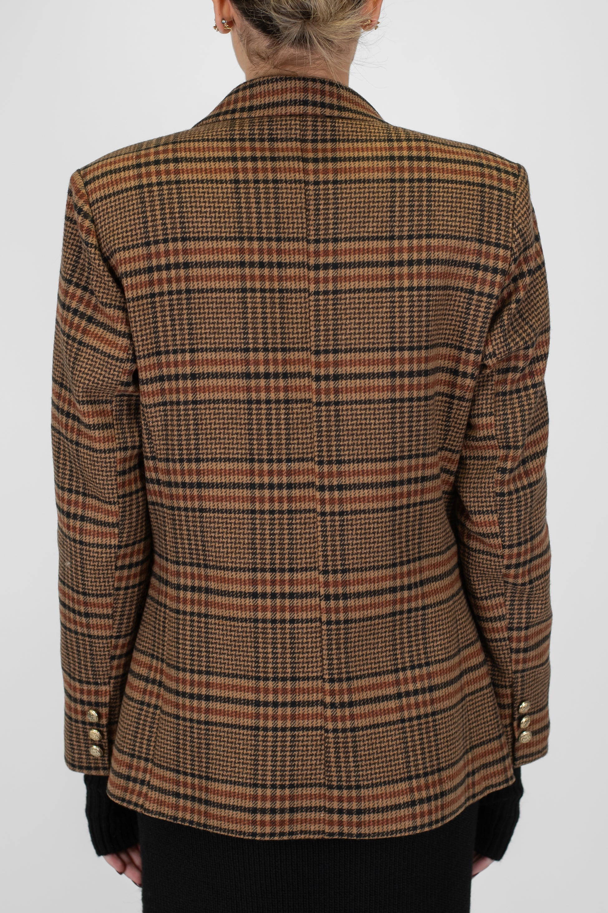 Tensione in - Giacca doppiopetto fantasia principe di galles in misto lana con spille gioiello