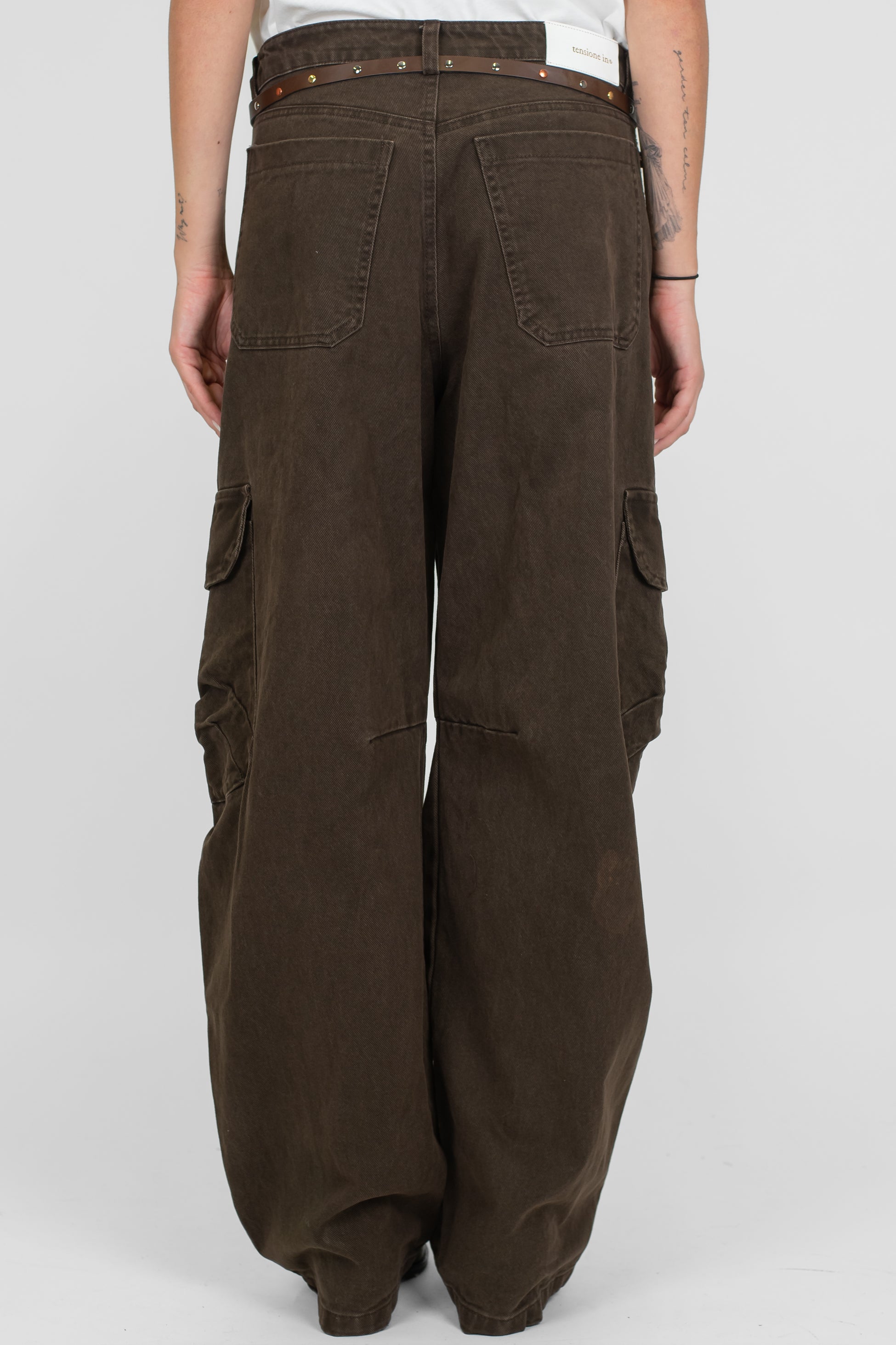 Tensione in - Pantalone cargo in denim colorato