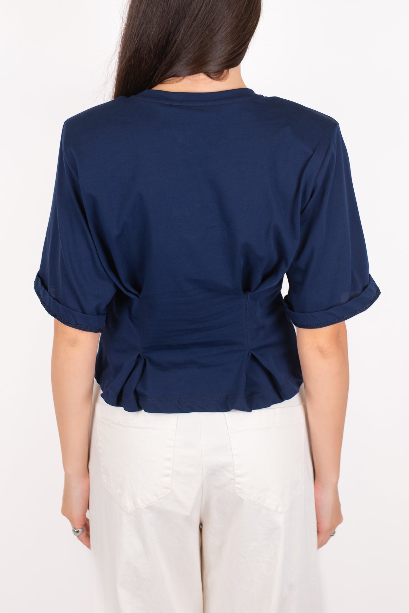 Dixie - T-shirt crop con pinces e arriccio