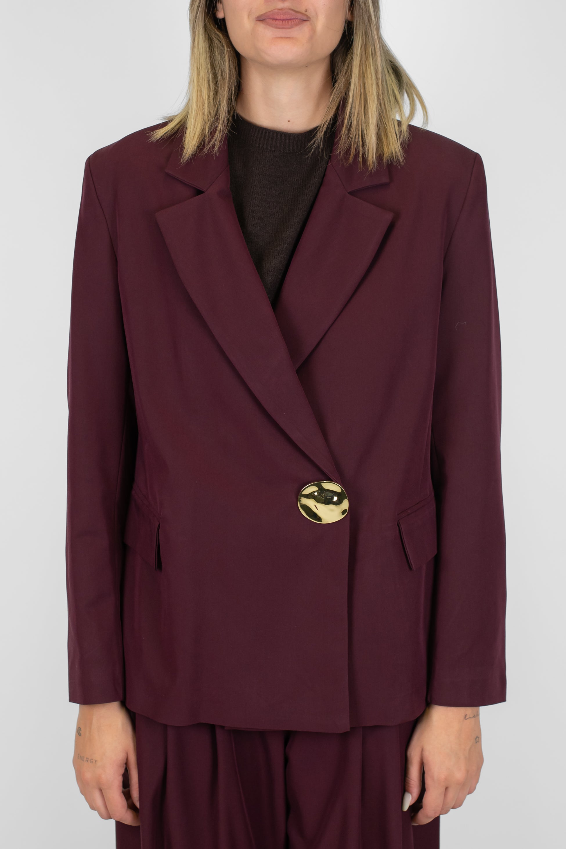 Maryley - Giacca monopetto con abbottonatura laterale e spilla