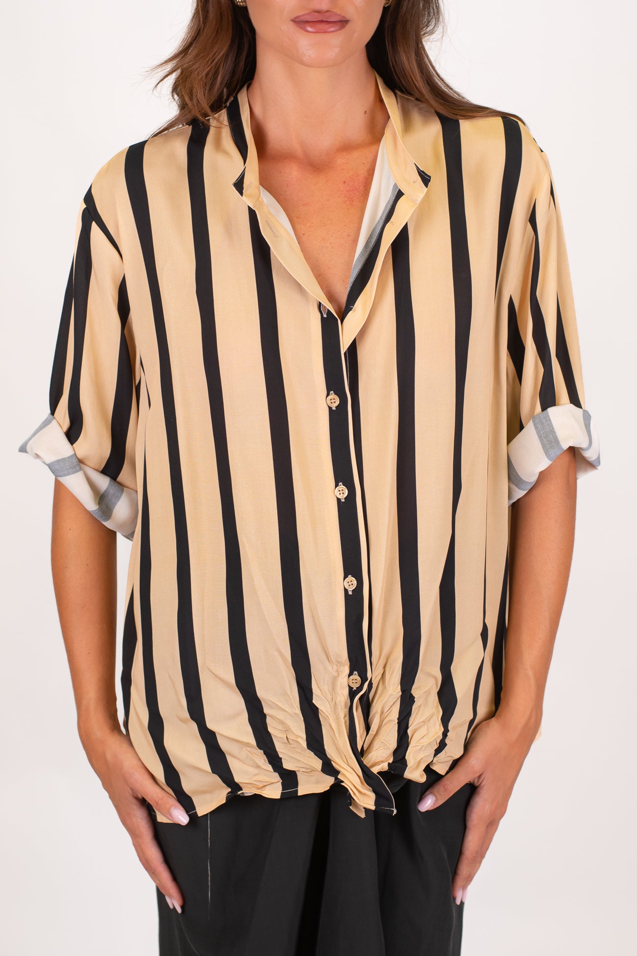 Dixie - Camicia rigata in viscosa leggera