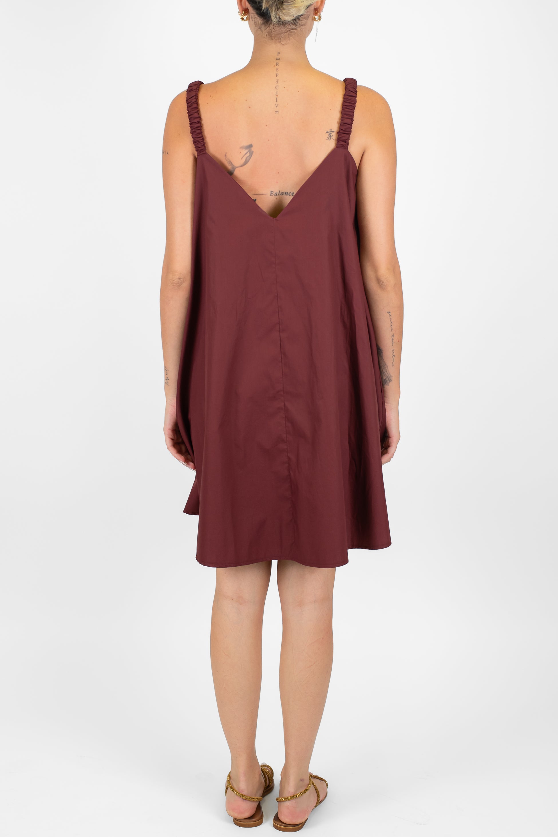 Motel - Abito corto in cotone con spallina arricciata