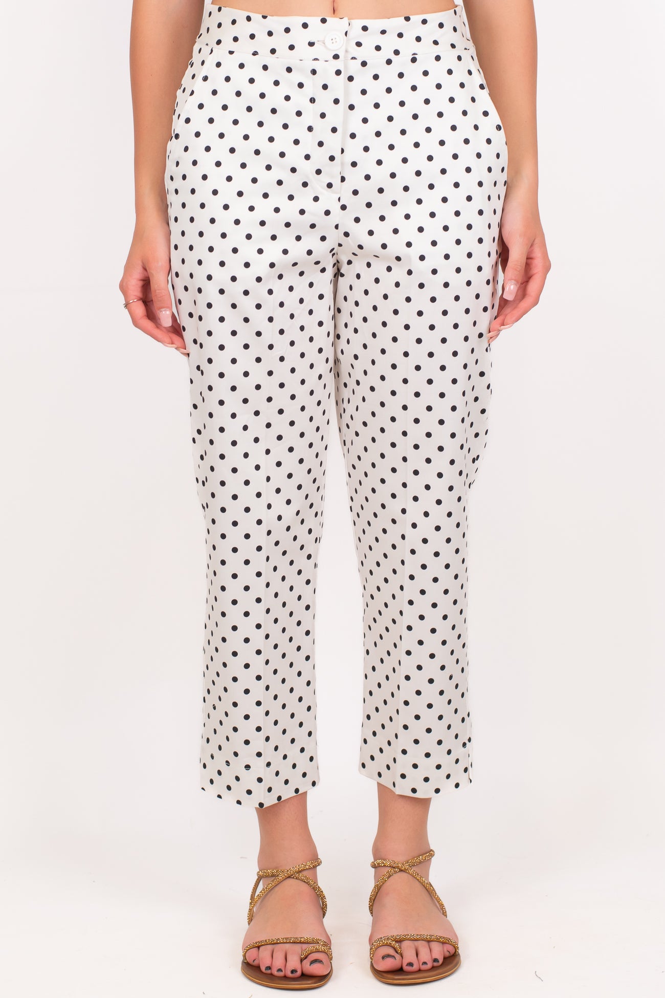 Dixie - Pantalone capri fantasia pois in cotone