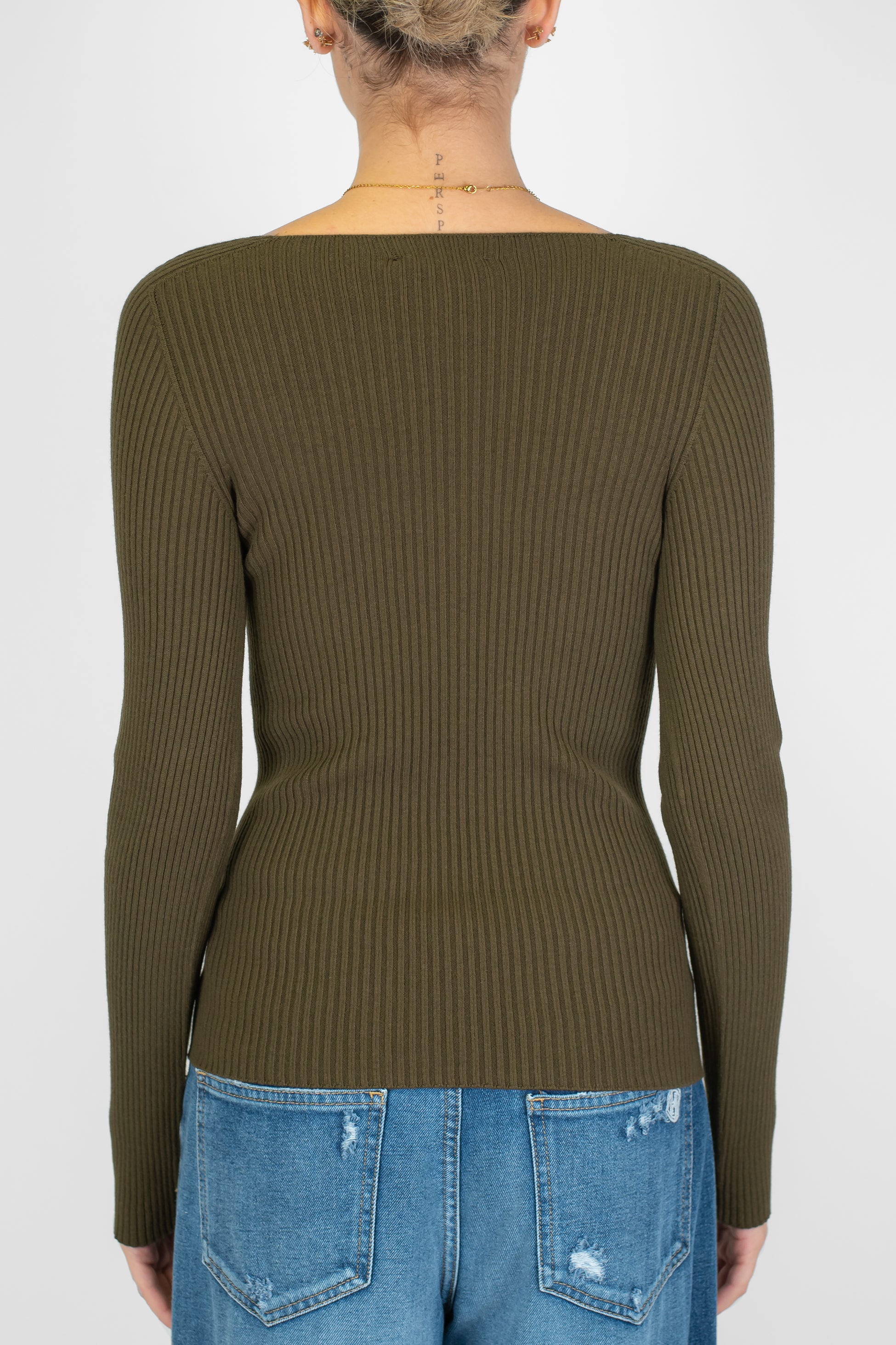 Kontatto - Maglia con scollo quadrato a costine