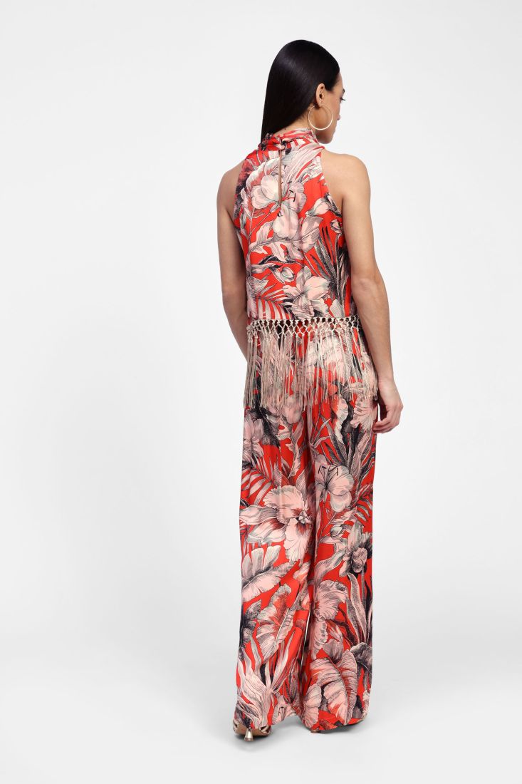 Dixie - Pantalone palazzo con elastico dietro fantasia