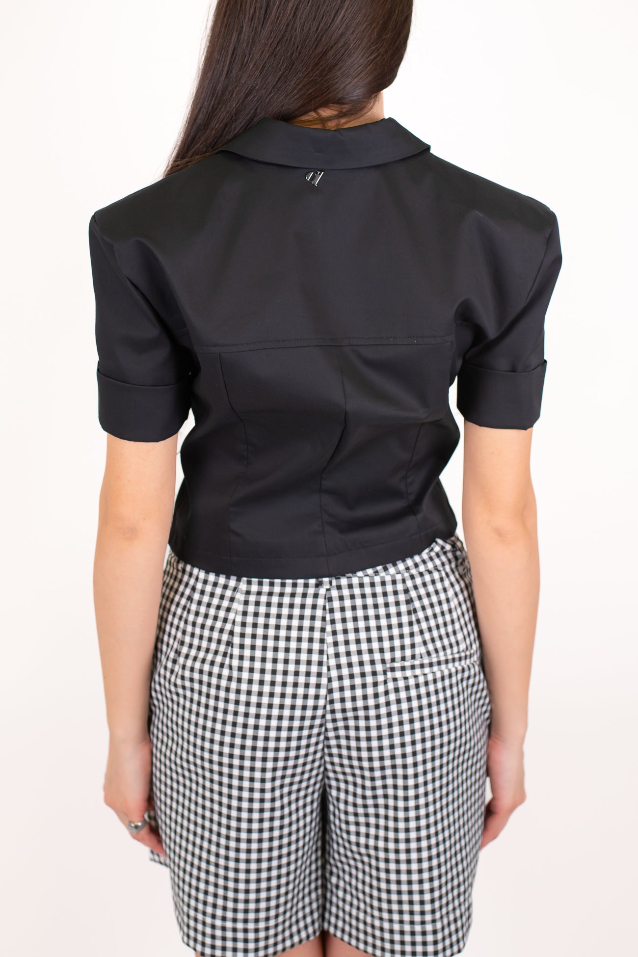 Dixie - Giacca crop mezzamanica con chiusura corsetto