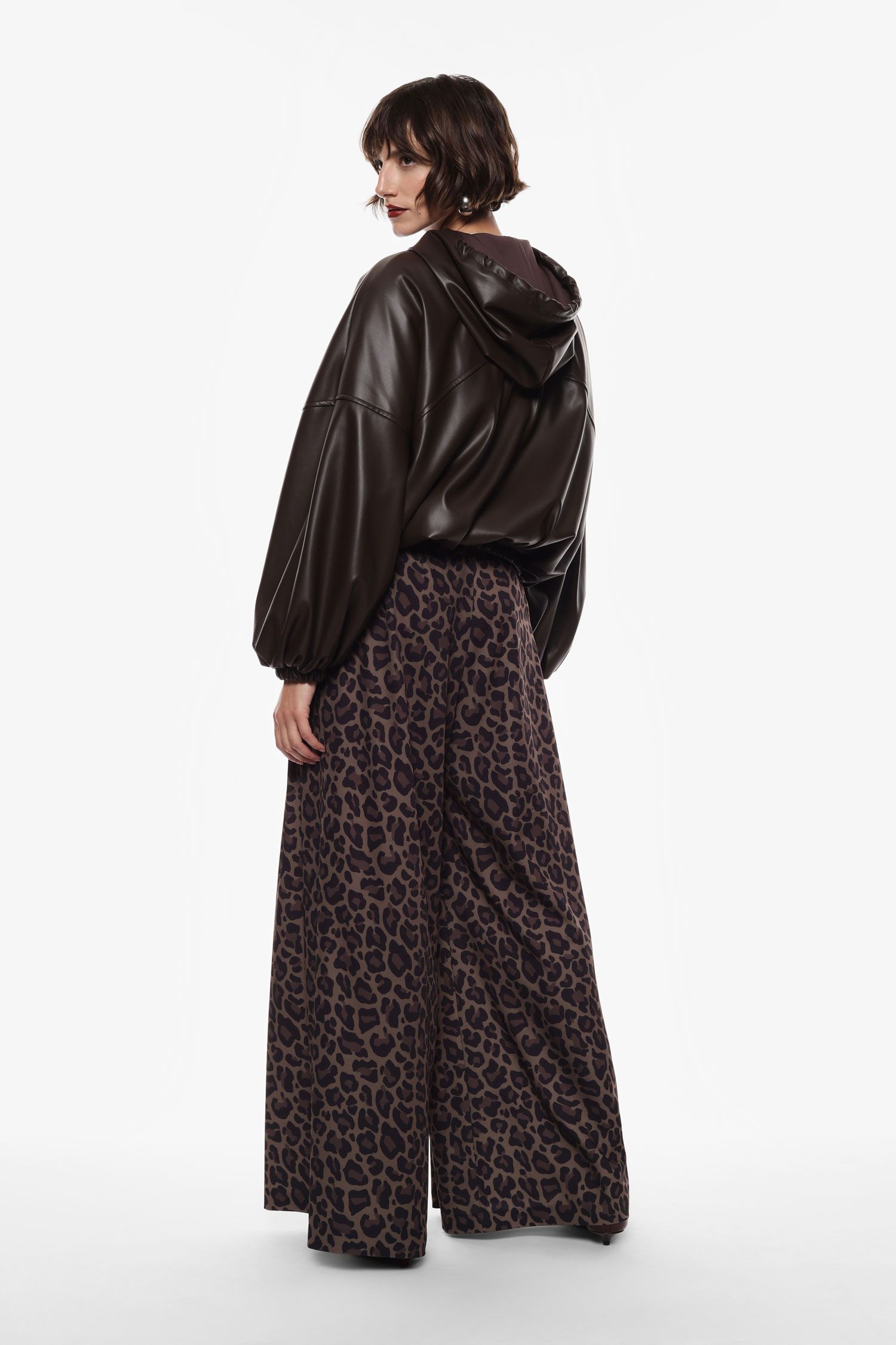 Imperial - Pantaloni ampi a vita alta fantasia animalier