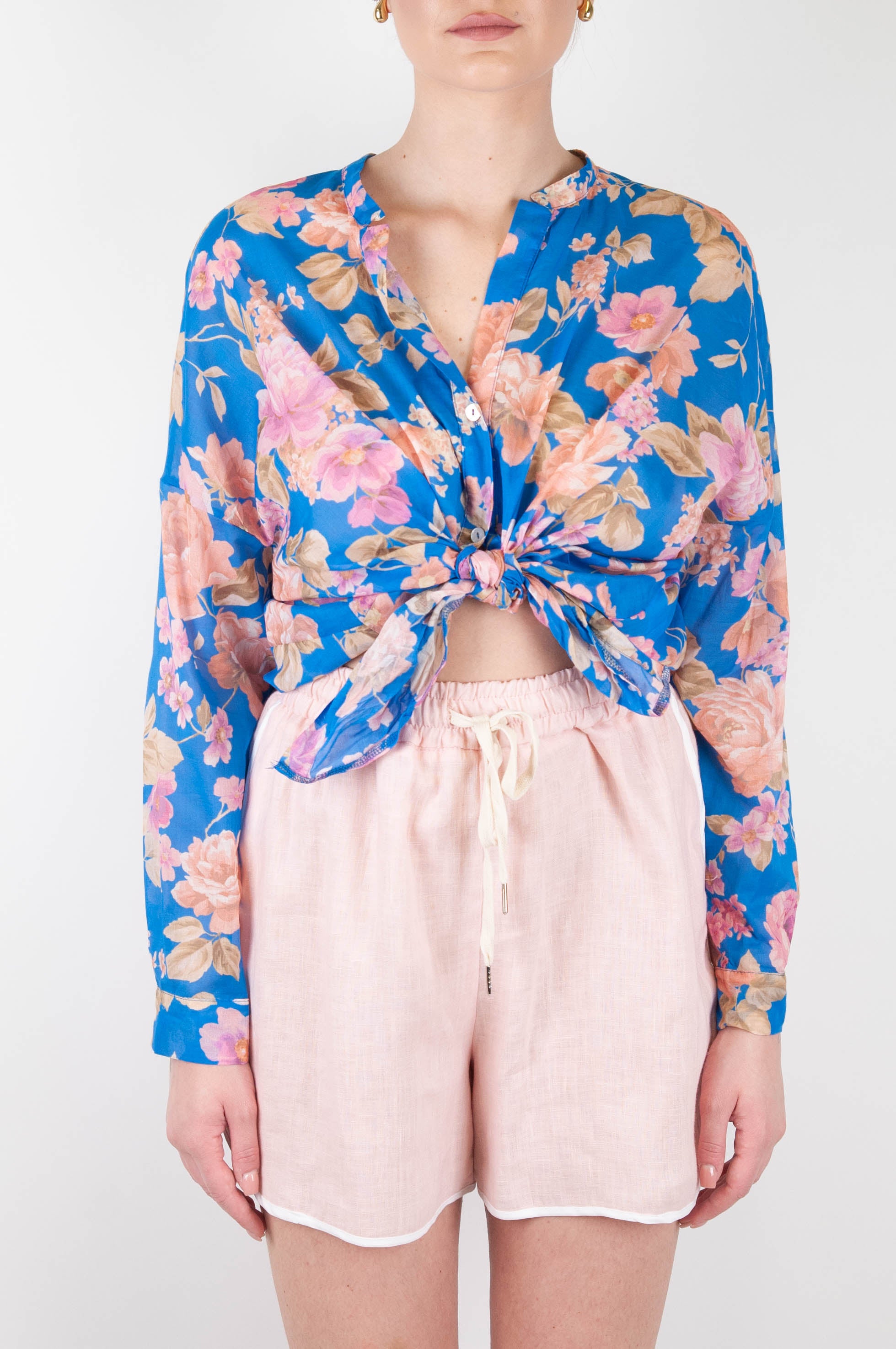 Tension in - Floral patterned shirt in cotton muslin