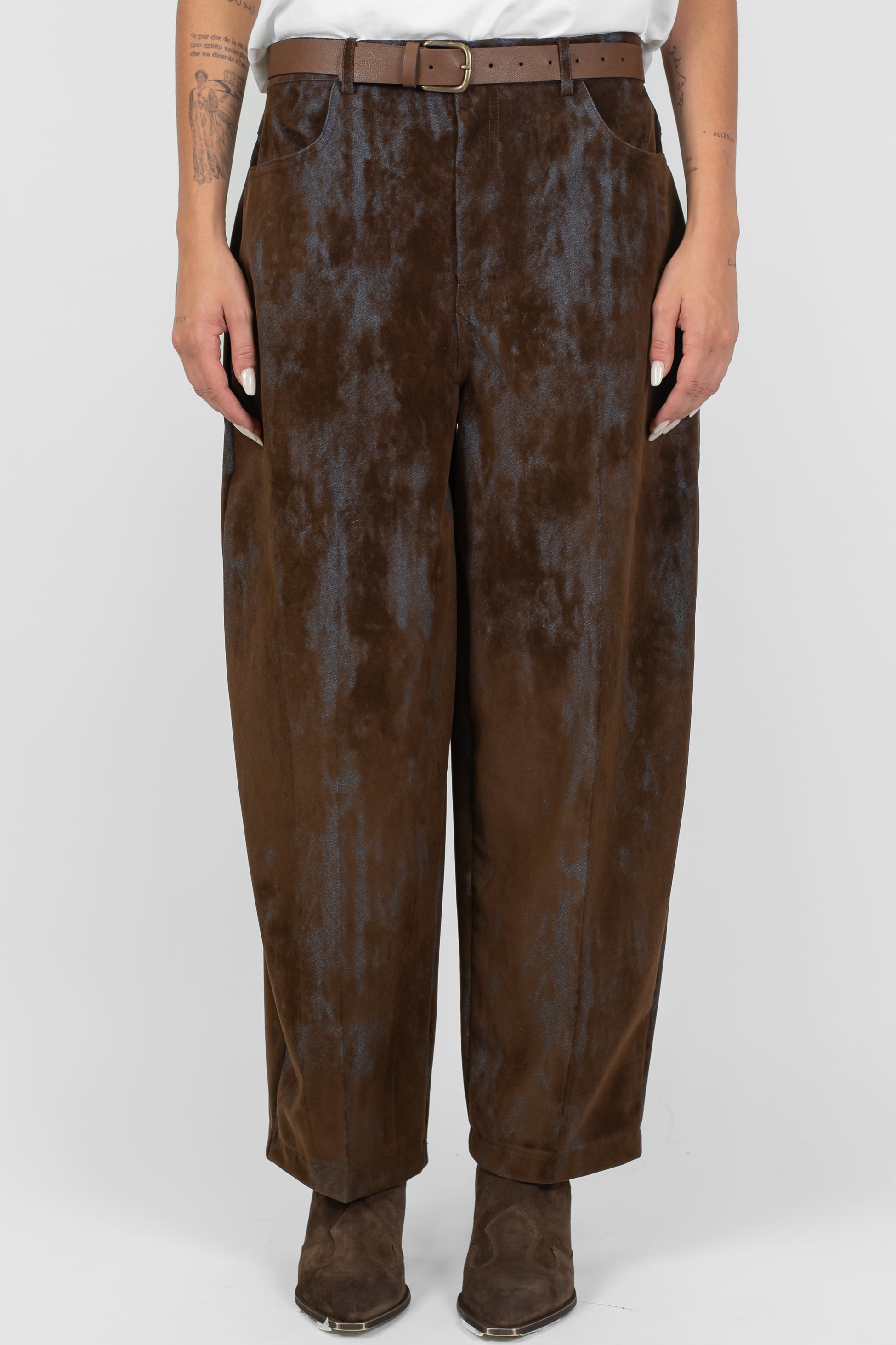 Motel - Pantalone balloon effetto dirty in vellutina leggera