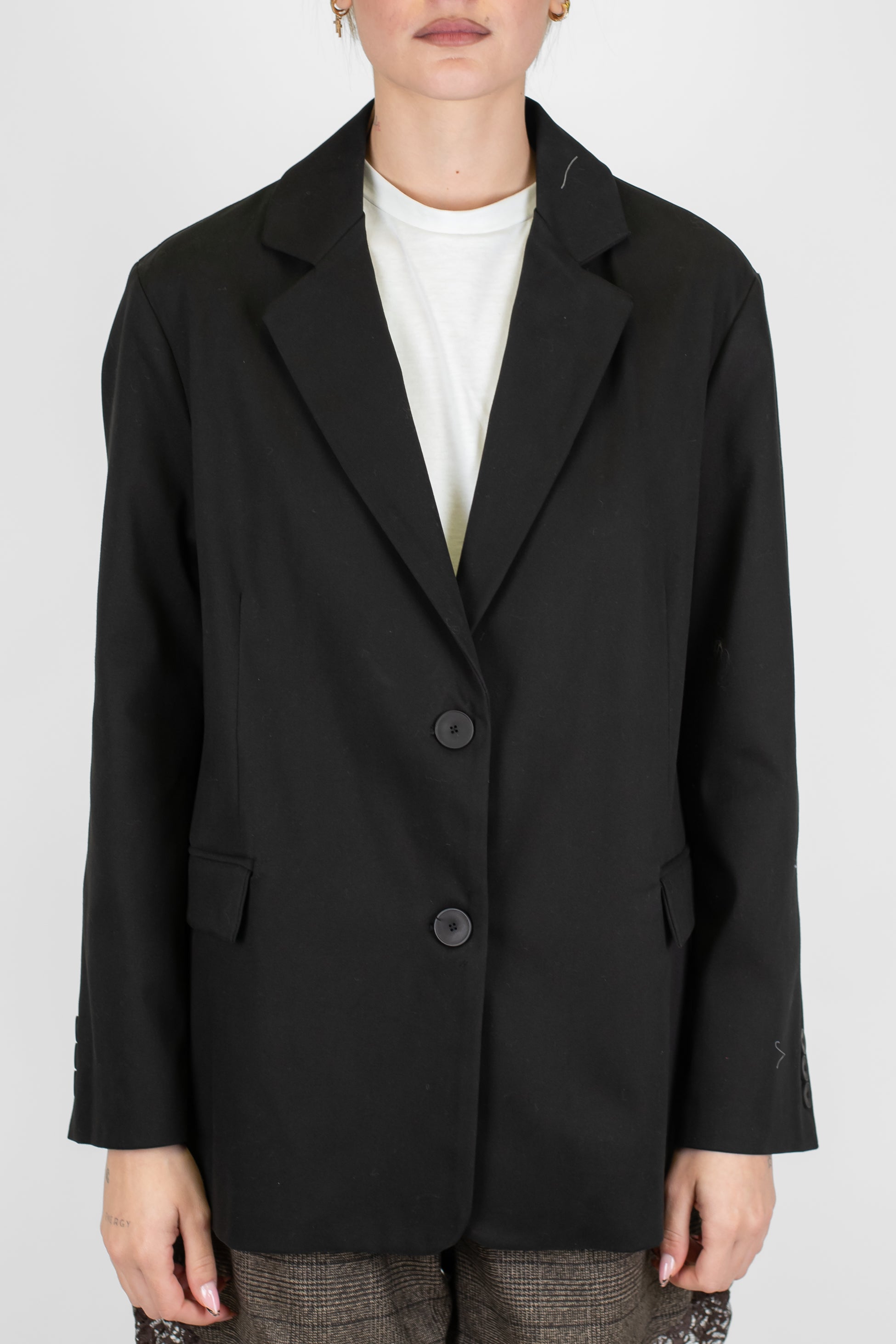 Dixie - Giacca monopetto tinta unita in fustagna con spalline