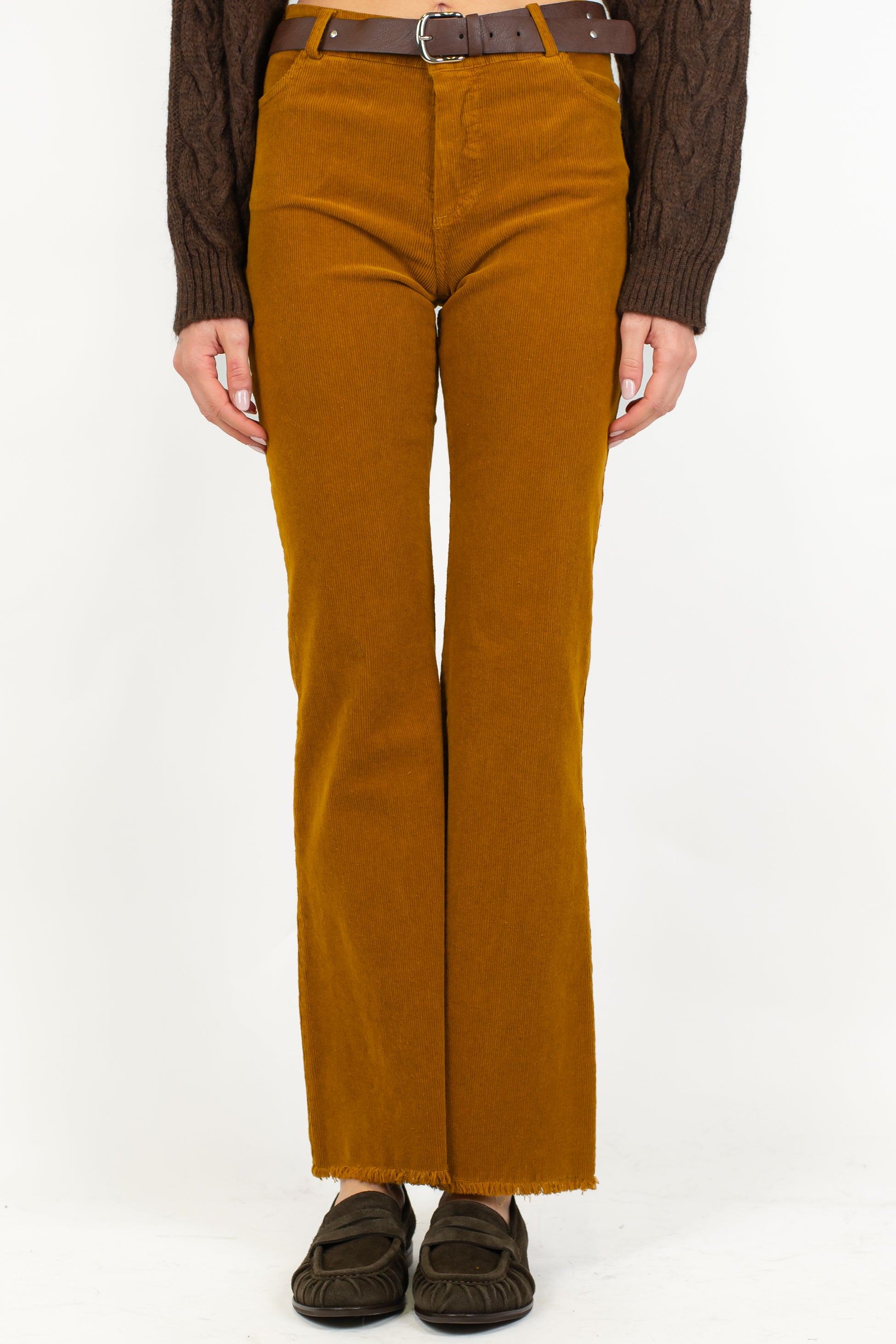 Motel - Pantalone a zampa in velluto millerighe