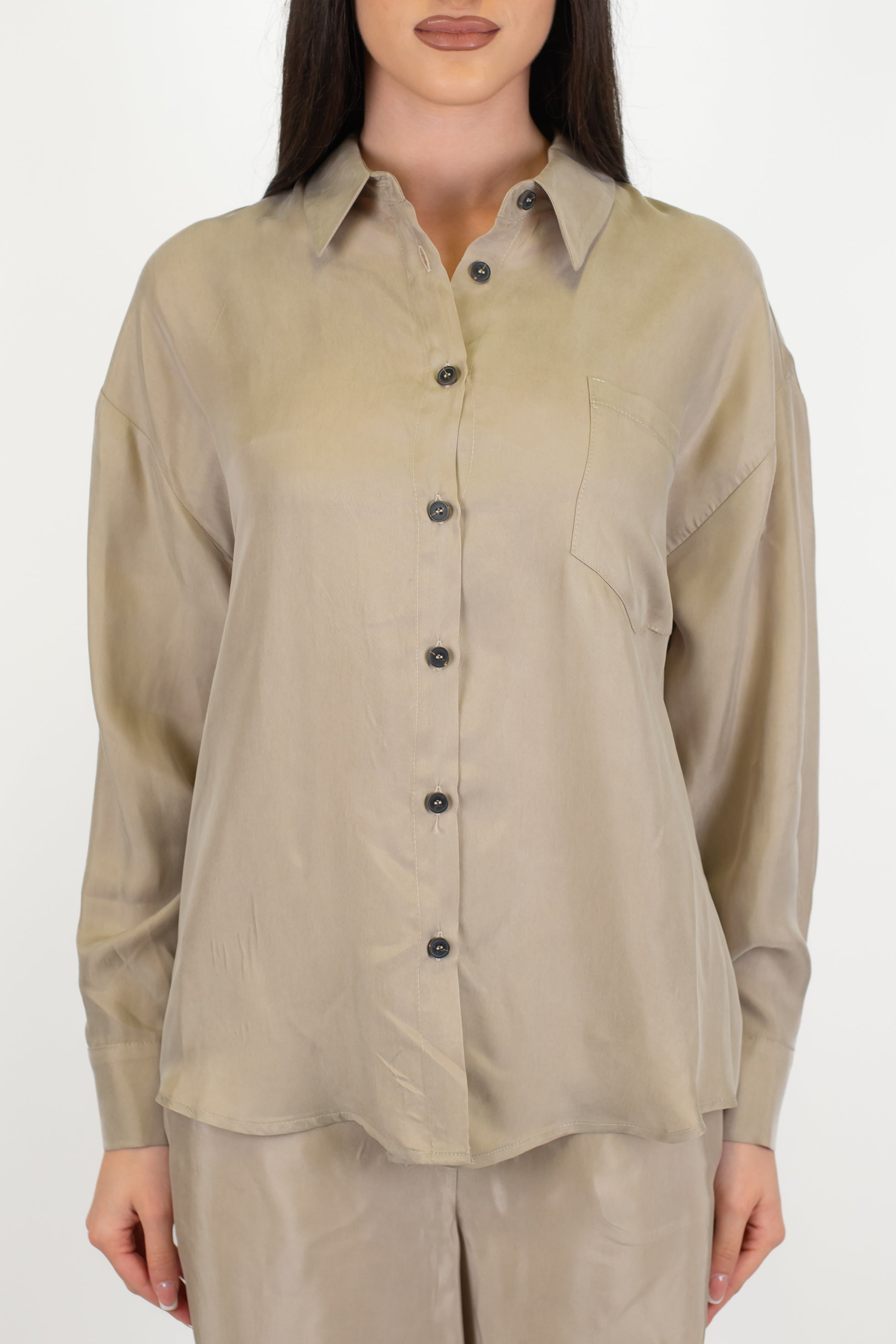 Tensione in - Camicia tinta unita in cupro
