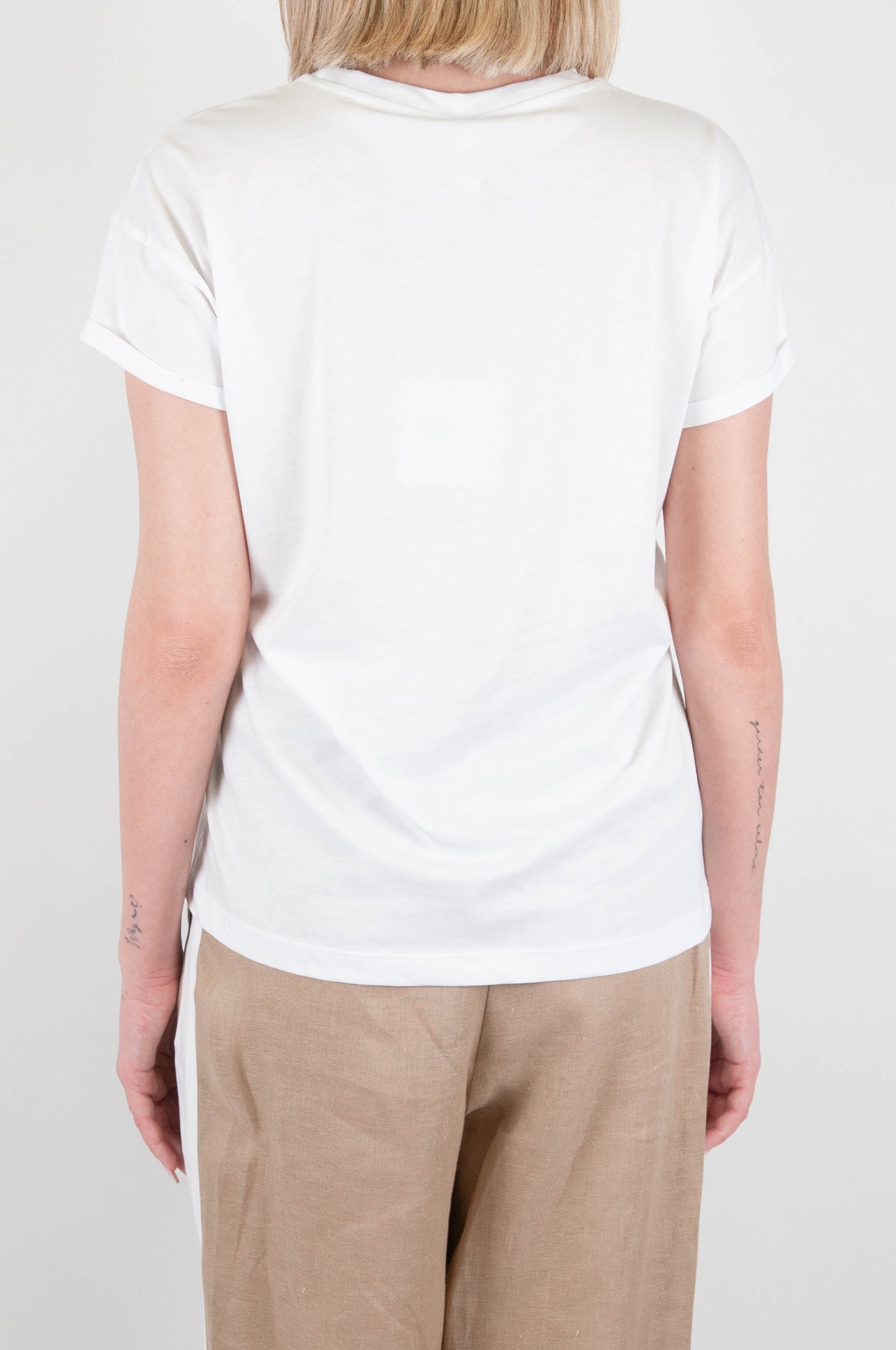Tensione in - T-shirt in cotone stampa ciabatta con borchie