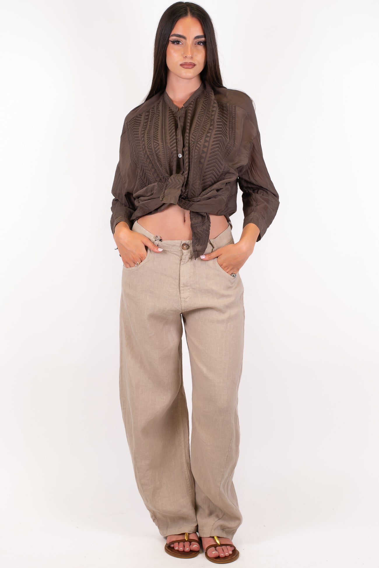 Tensione in - Pantalone balloon in puro lino