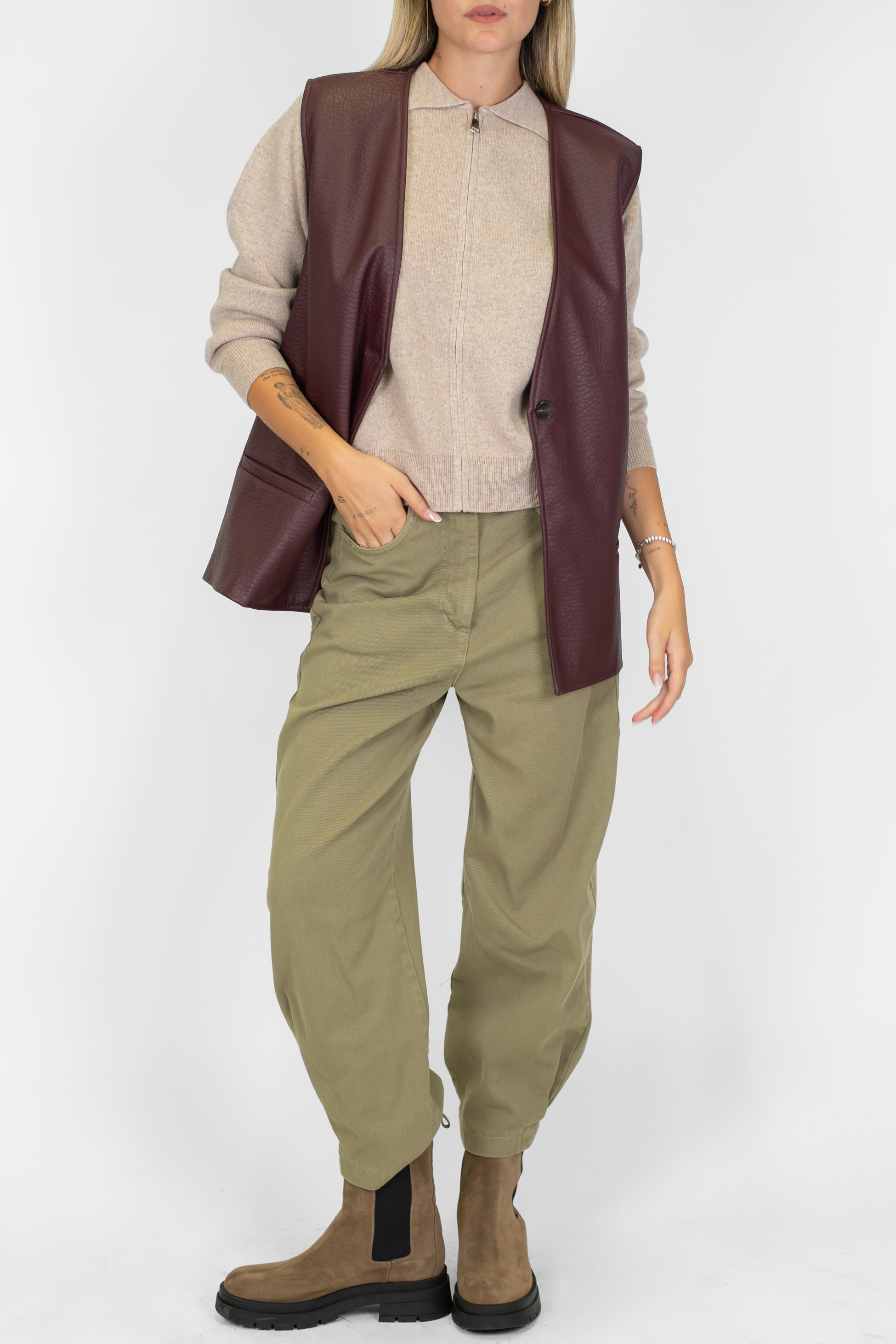 Maryley - Pantalone regular in denim colorato