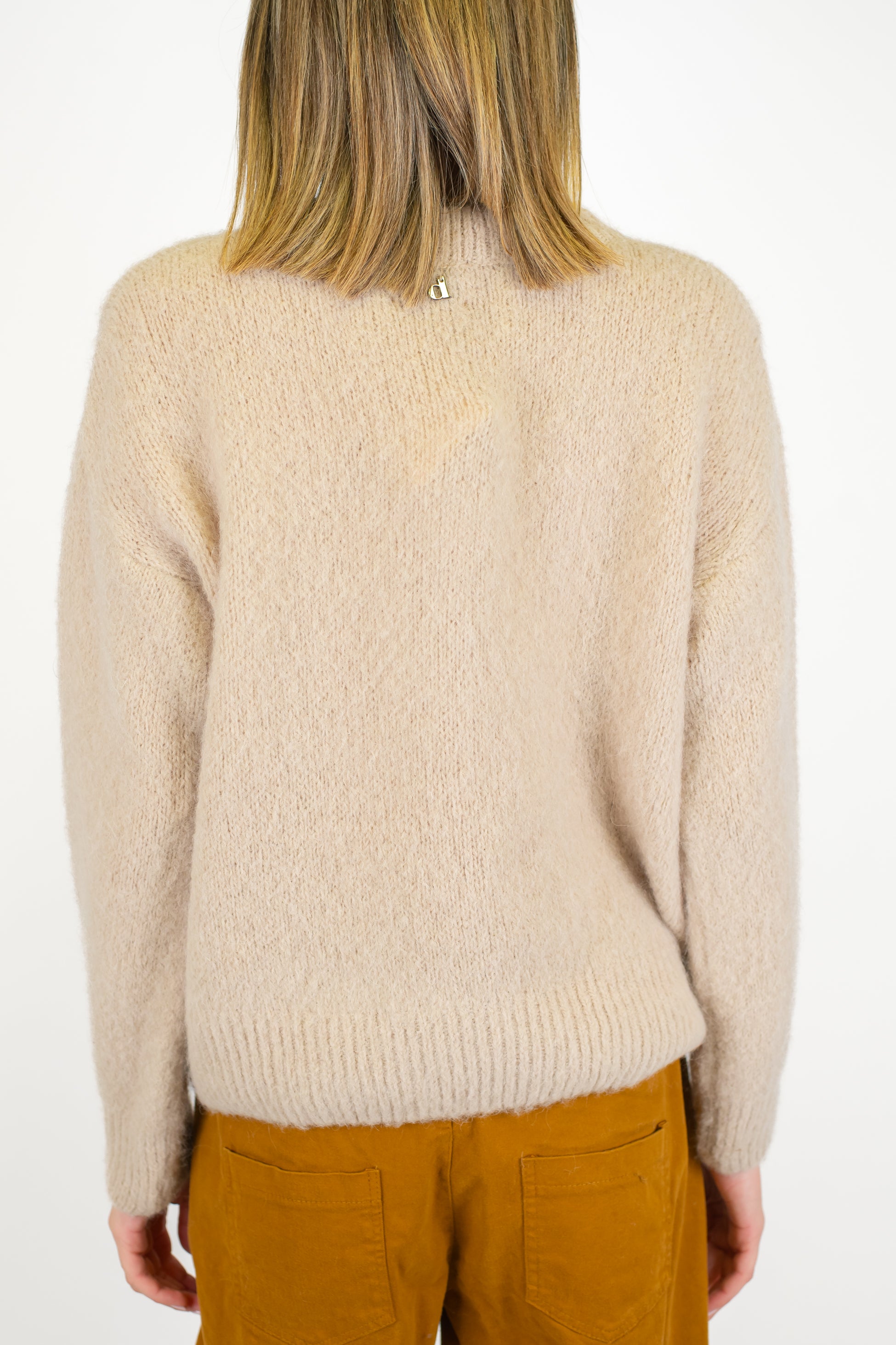 Dixie - Maglia girocollo maniche lunghe in baby alpaca