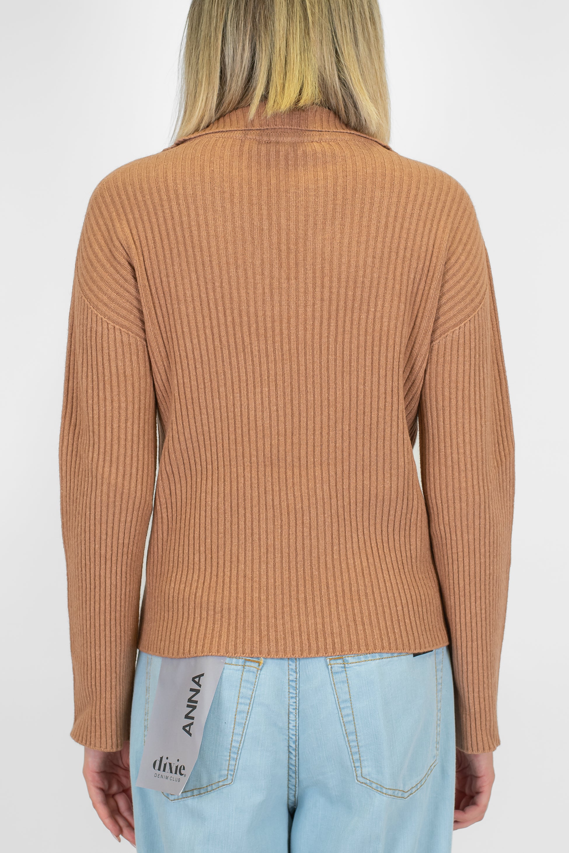 Kontatto - Polo in maglia scollo a V a coste