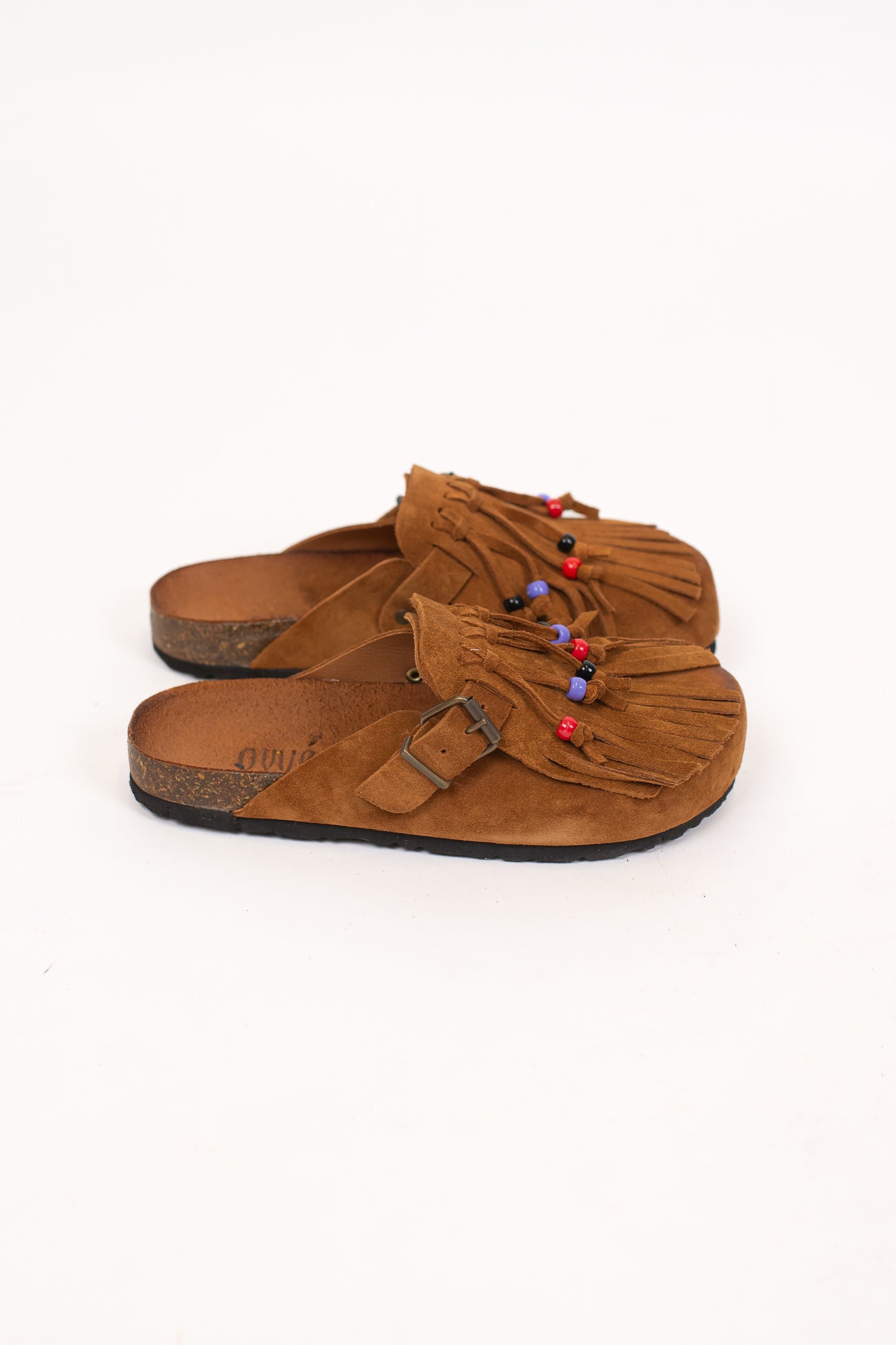 Ovyé - Mules in suede con frange e perline