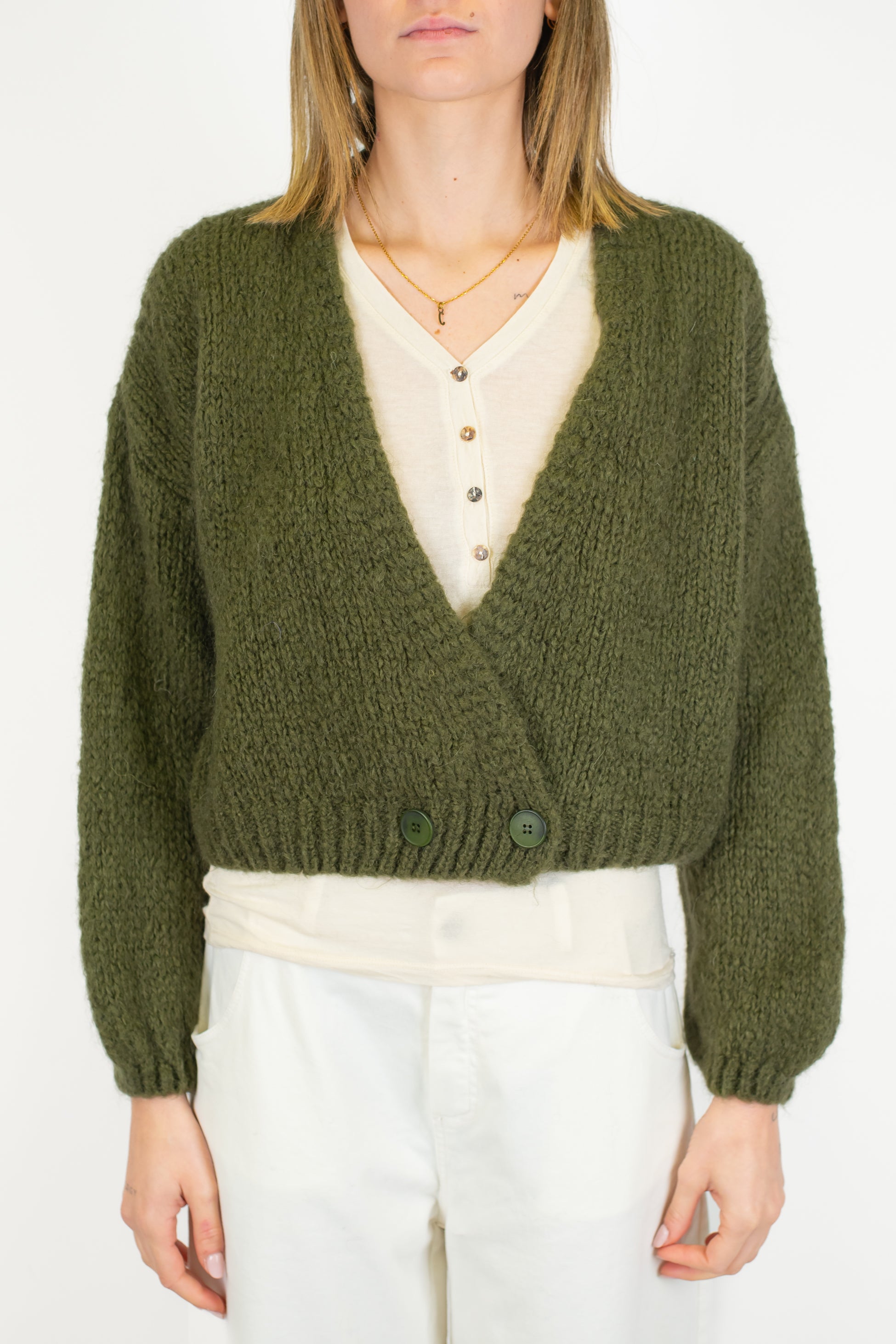 Dixie - Cardigan con doppiopetto in misto lana mohair con bottoni sul fondo