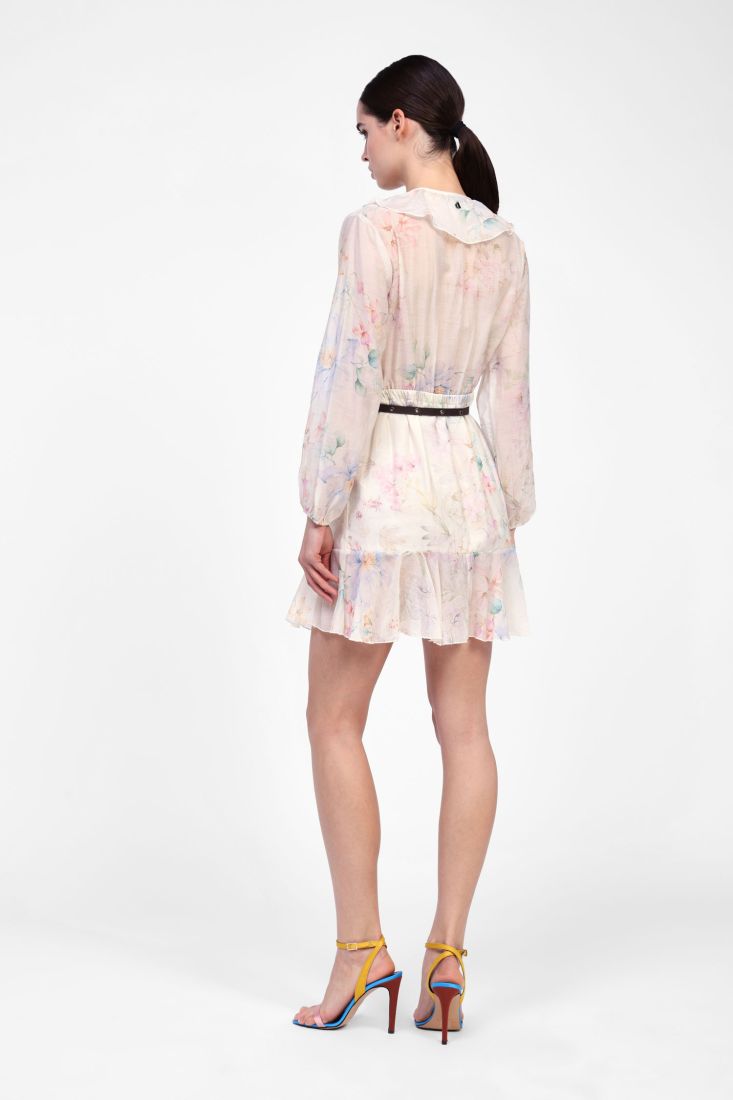 Dixie - Abito corto con stampa floreale e volant