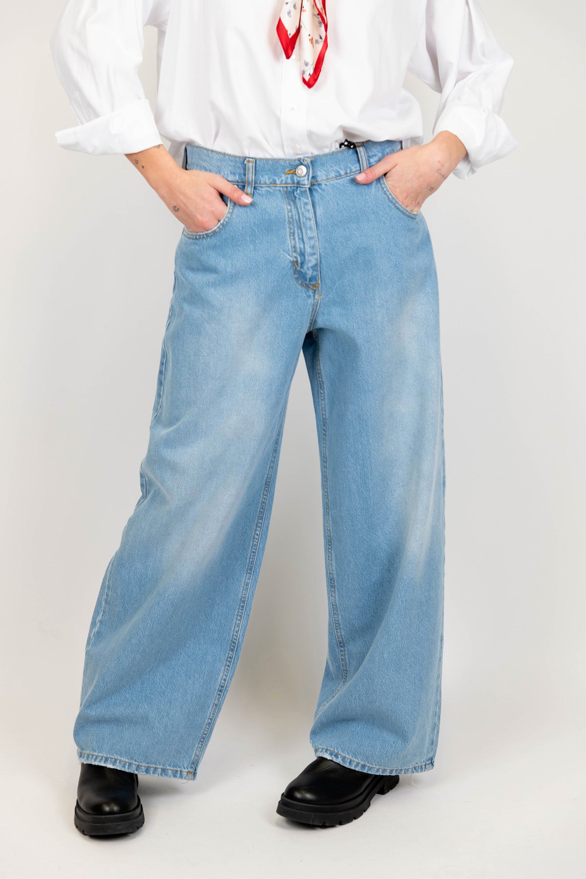 Haveone - Jeans regular a gamba larga lavaggio chiaro