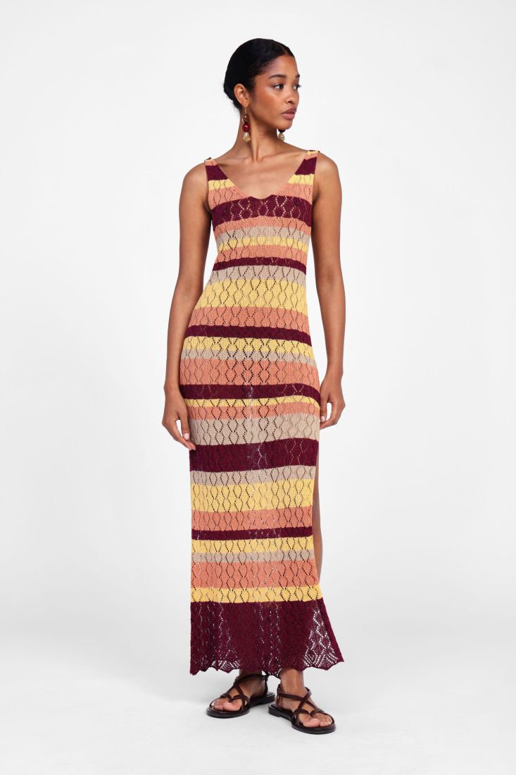 Dixie - Abito lungo multicolor con bretelle