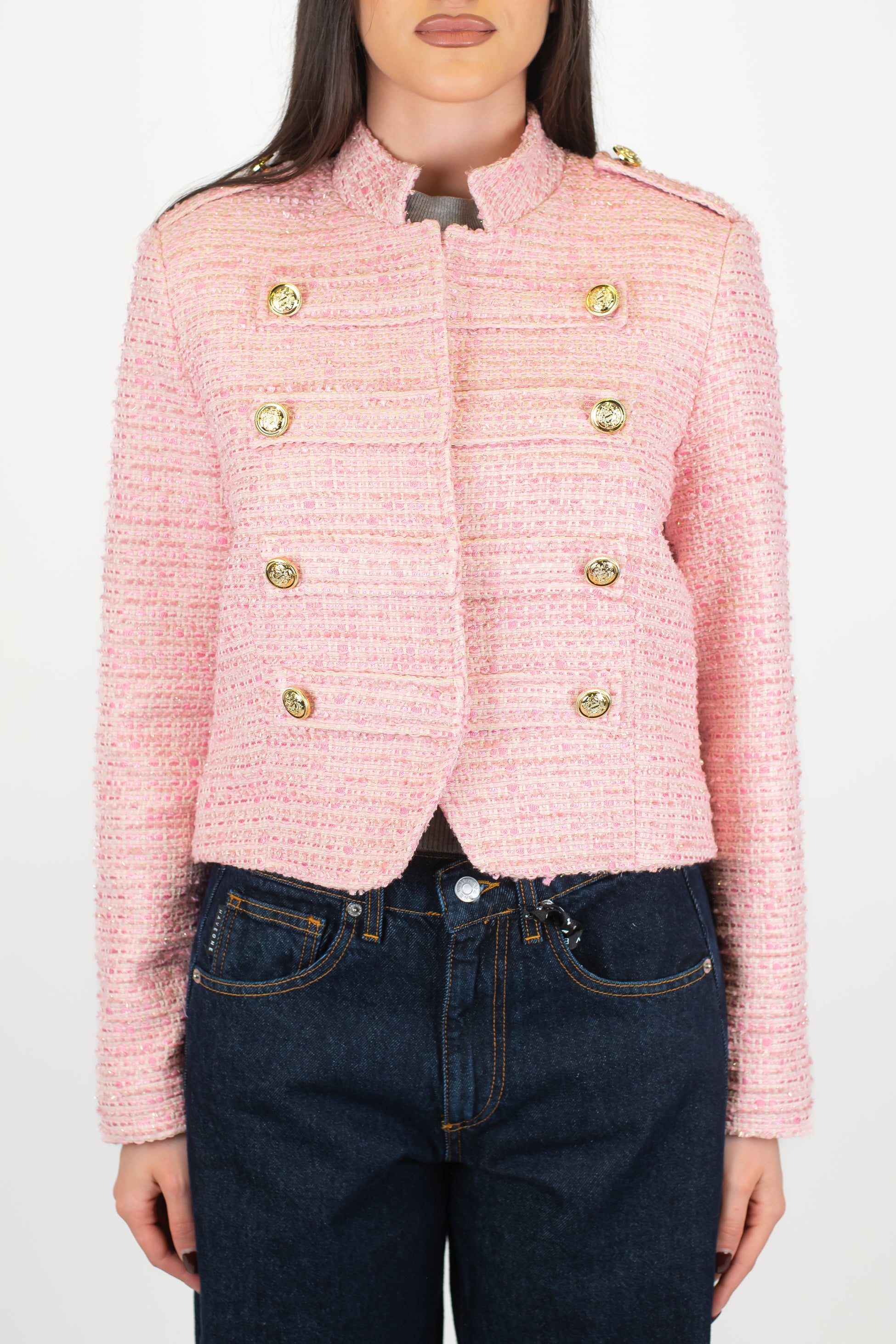 Motel - Giacca crop modello napoleone con collo coreano