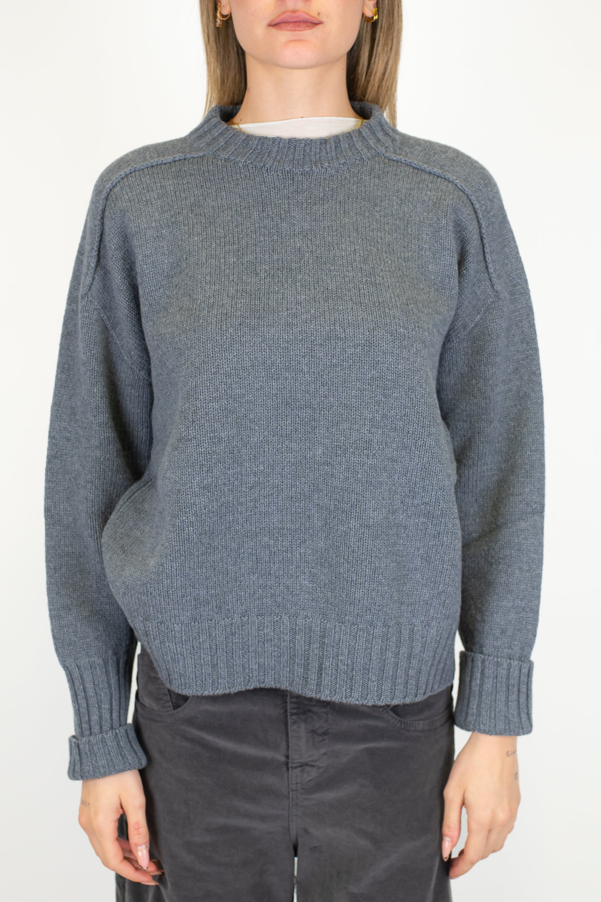 Tensione in - Maglia over in misto lana e cashmere con cuciture a vista