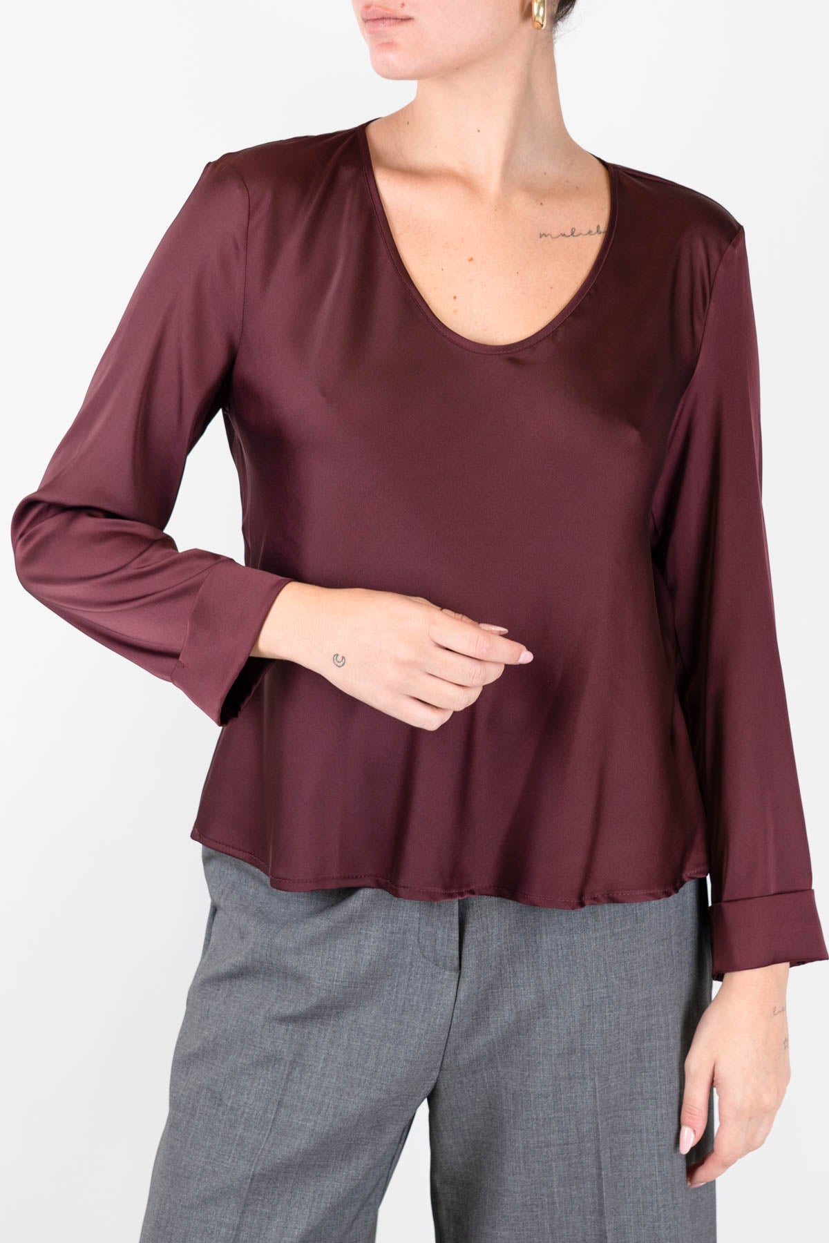 Imperial - Blusa manica lunga in raso