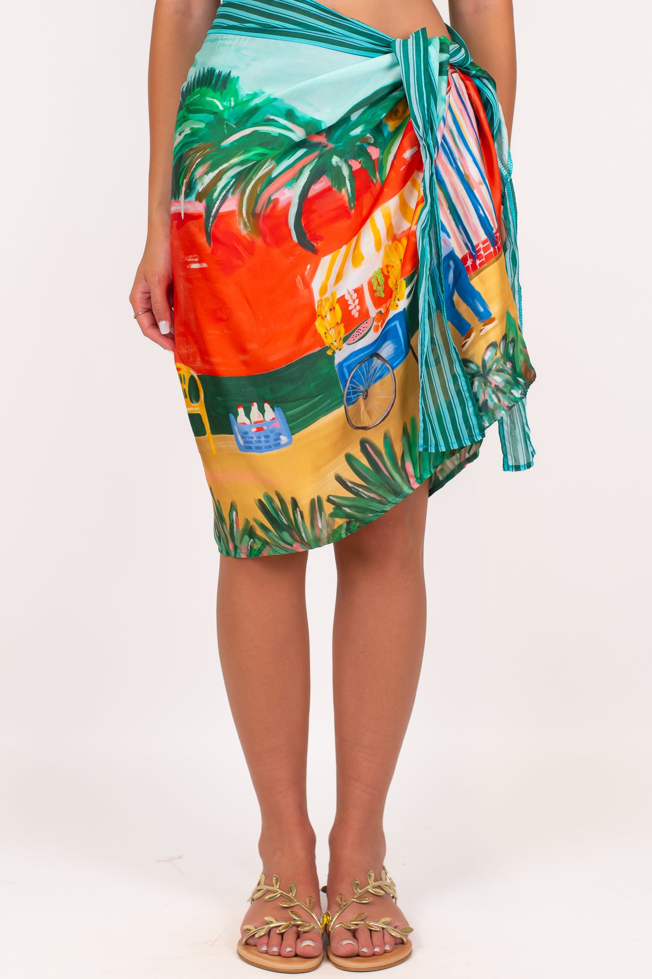 Tensione in - Gonna midi pareo fantasia tropicale