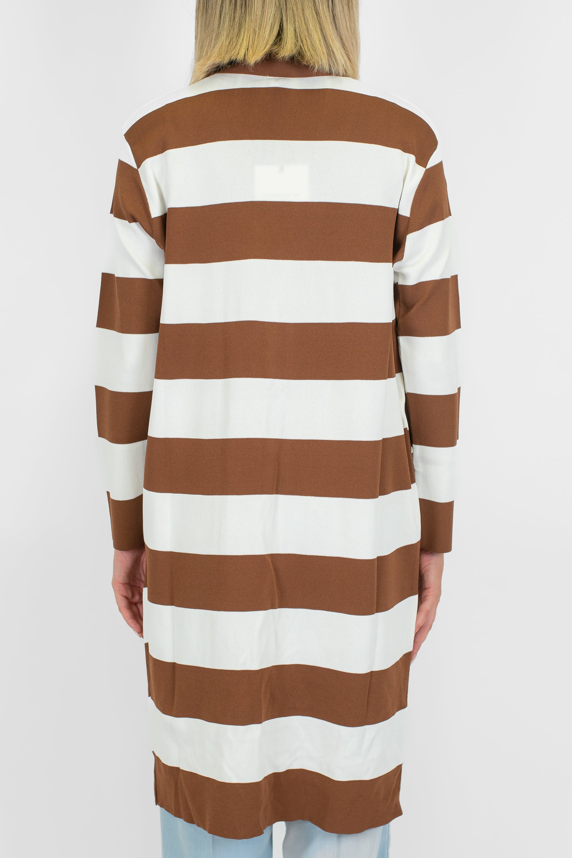 Tensione in - Cardigan fantasia a righe privo di bottoni