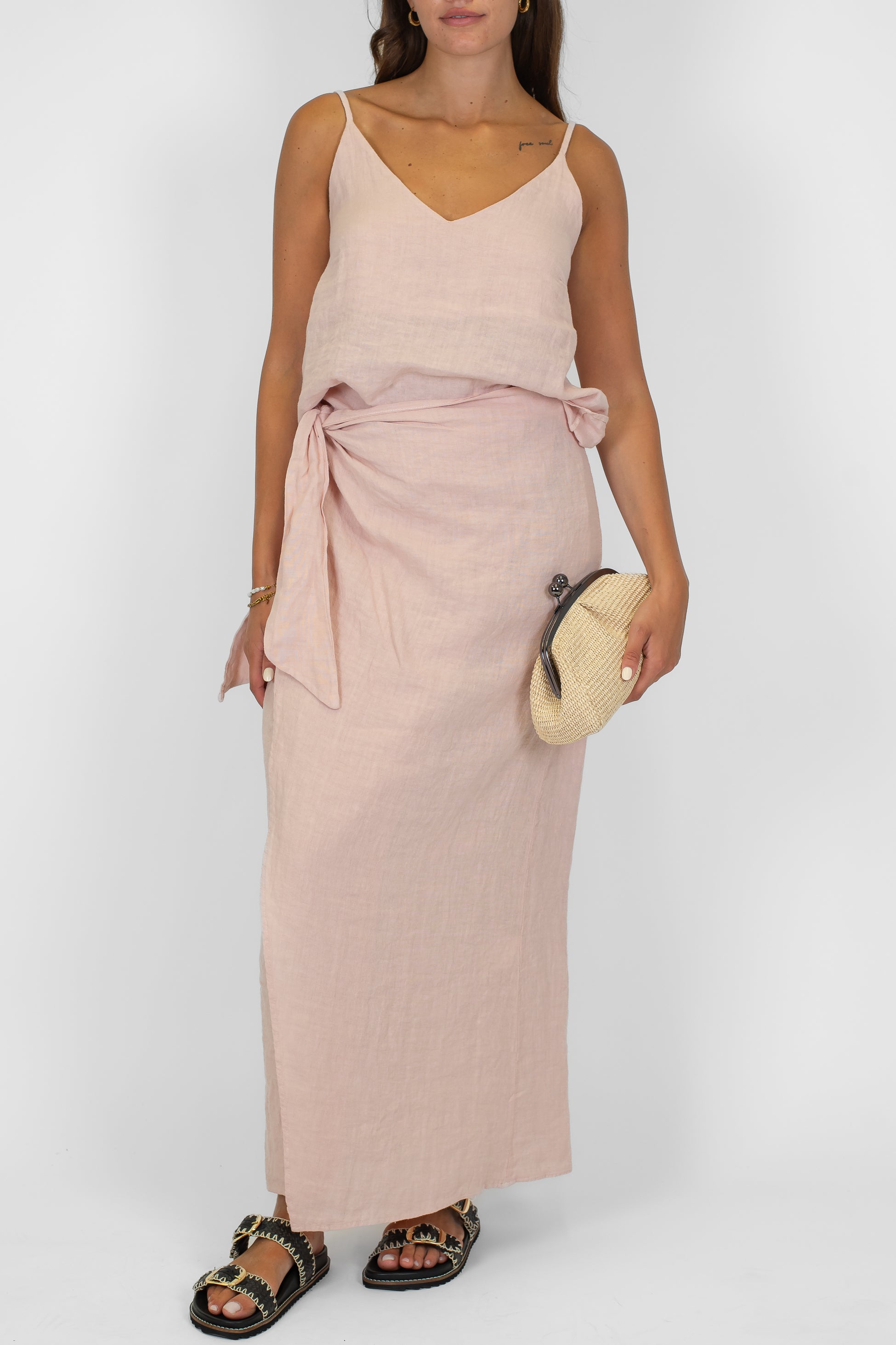 Haveone - Top con spalline regolabili in lino