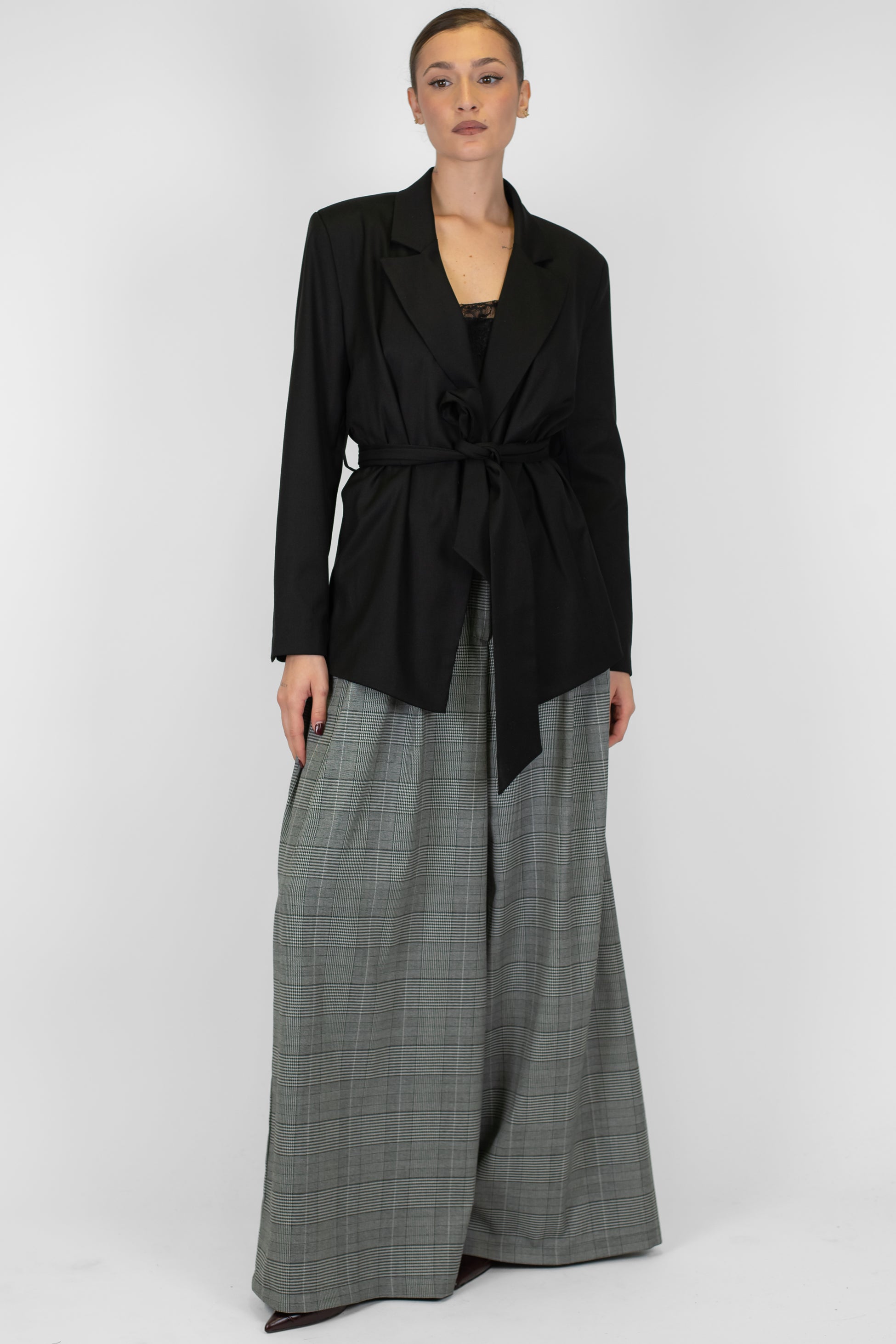 Tensione in - Pantalone palazzo fantasia principe di galles