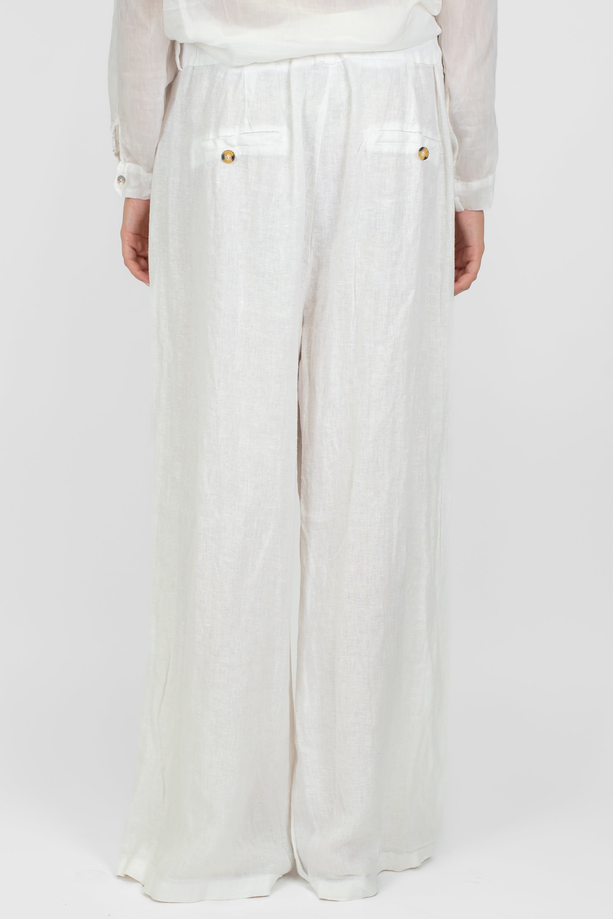 Tensione in - Pantalone palazzo con pinces 100% lino