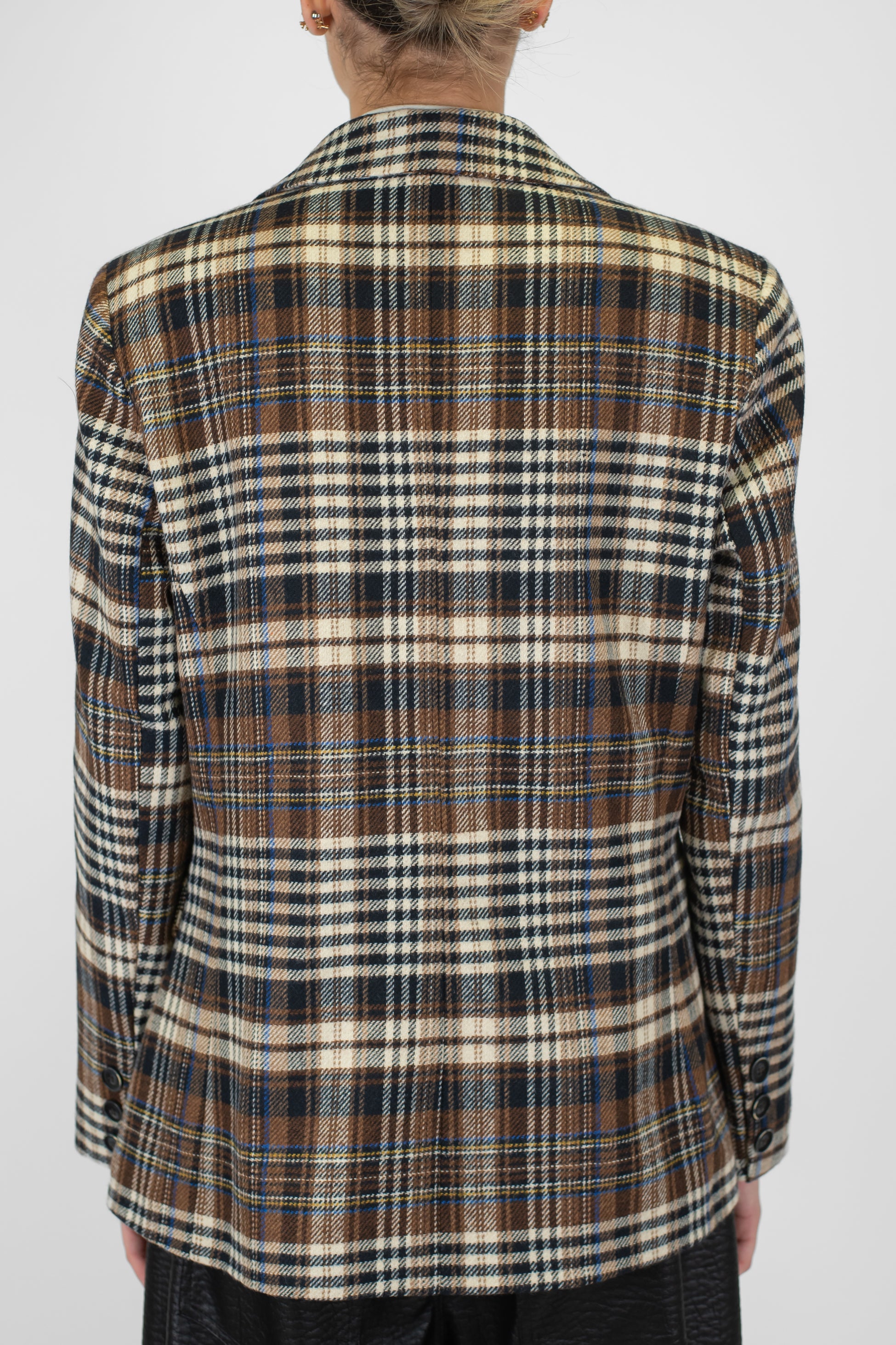 Motel - Giacca doppiopetto fantasia quadri in misto lana