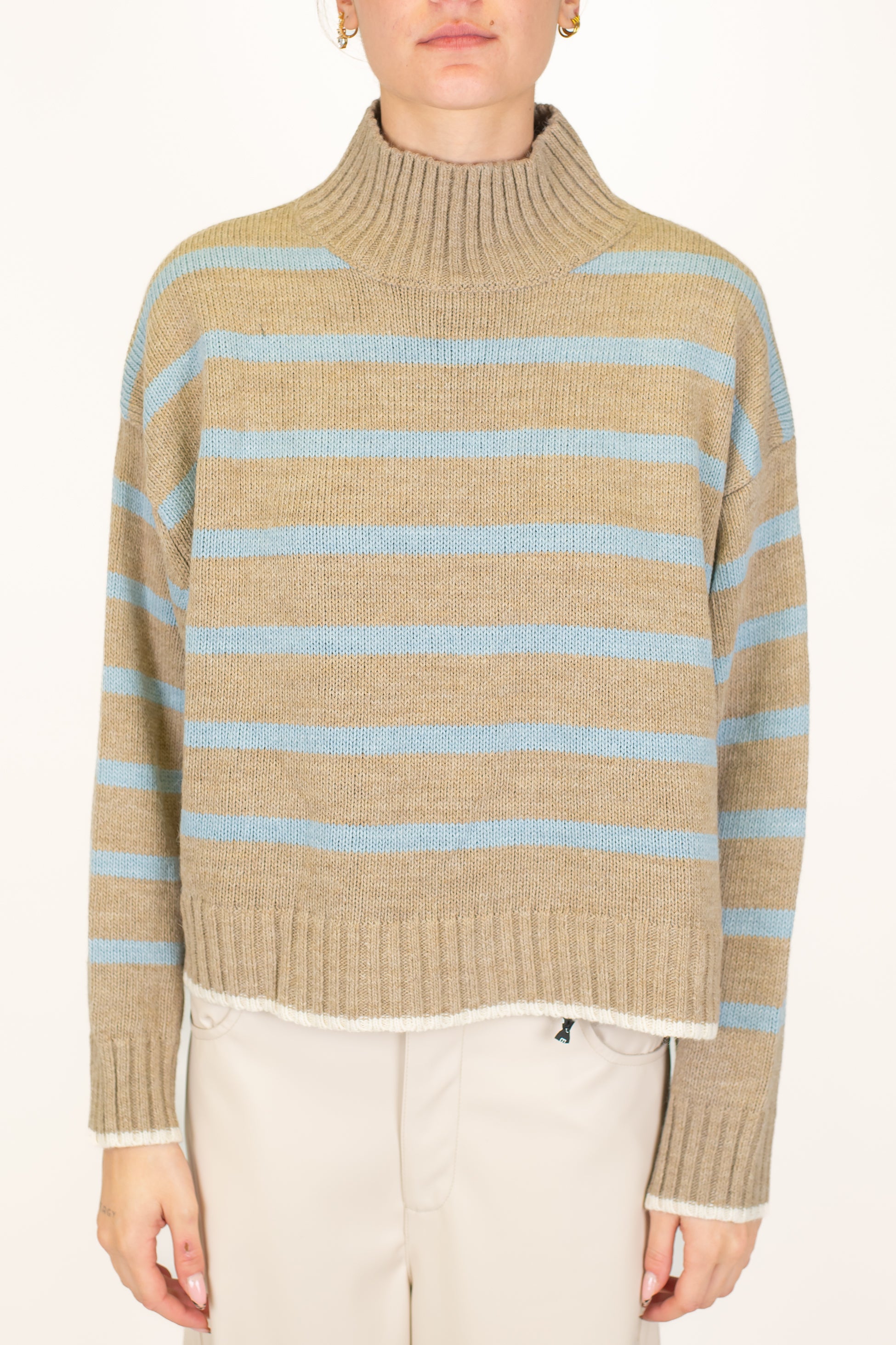 Motel - Lupetto fantasia a righe in misto lana con fondo a contrasto