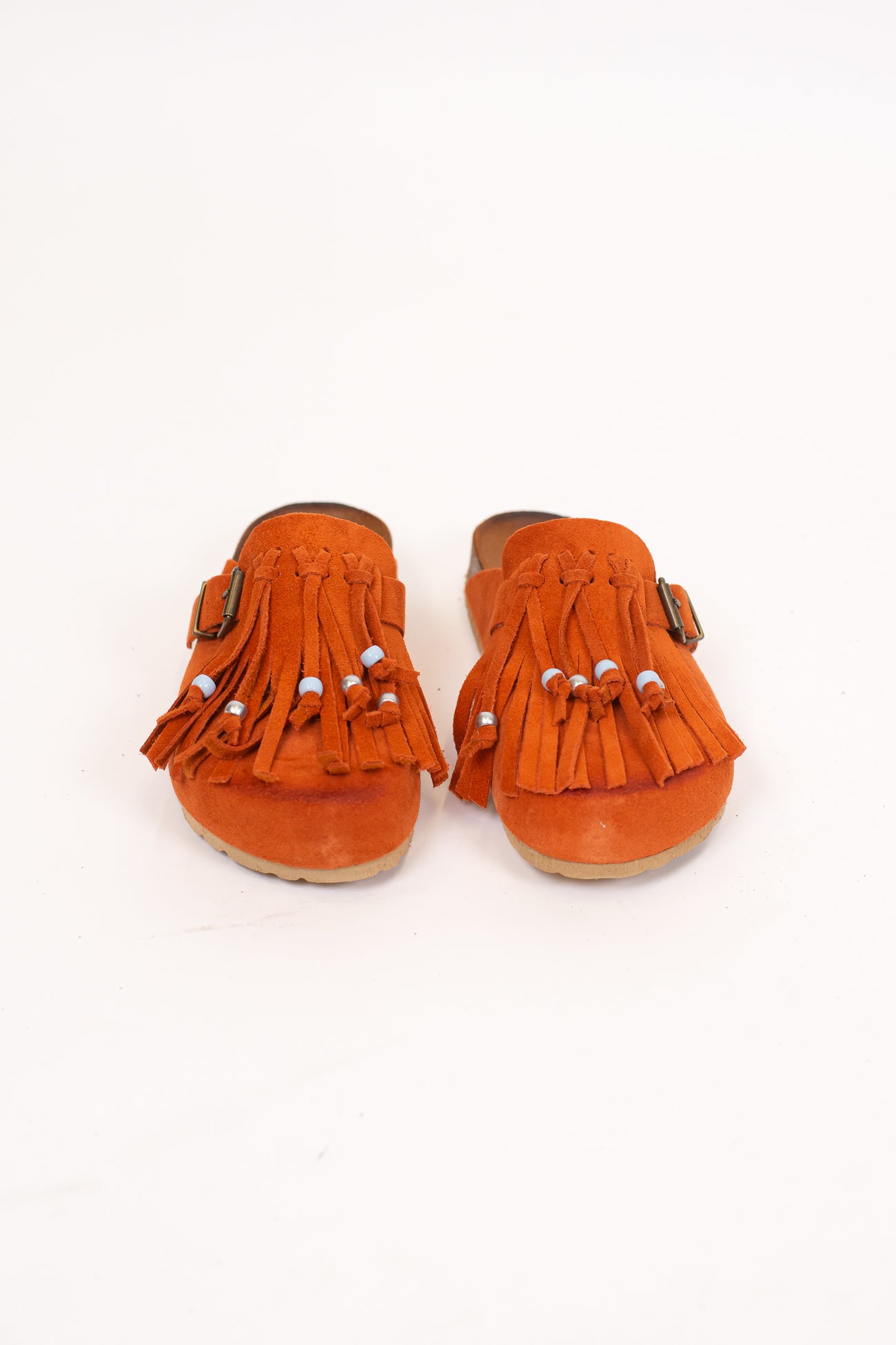 Ovyé - Mules in suede con frange e perline