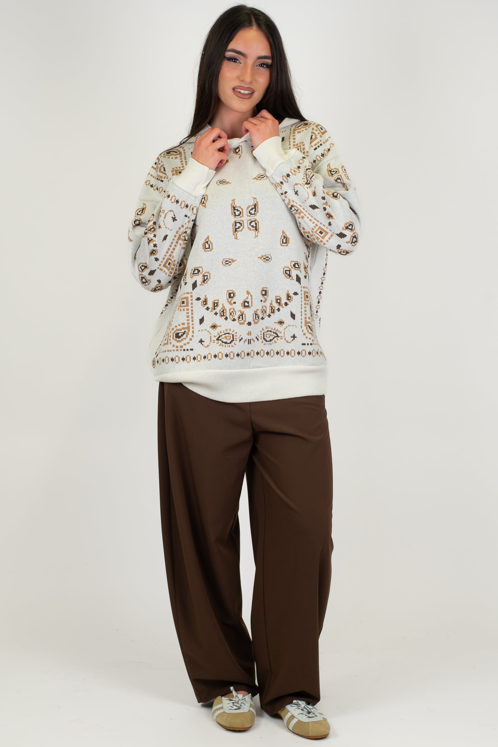 Motel - Maglia in cotone fantasia bandana con cappuccio