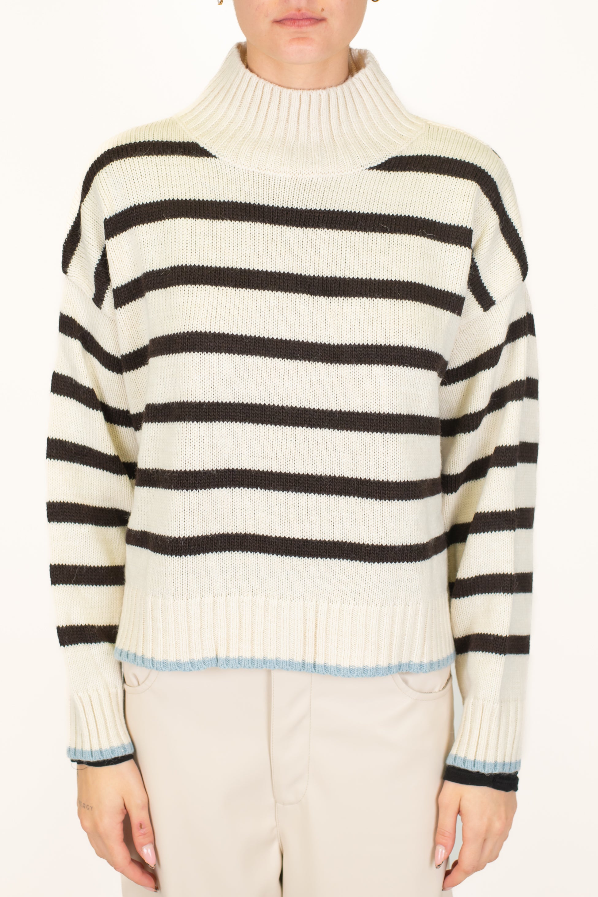 Motel - Lupetto fantasia a righe in misto lana con fondo a contrasto