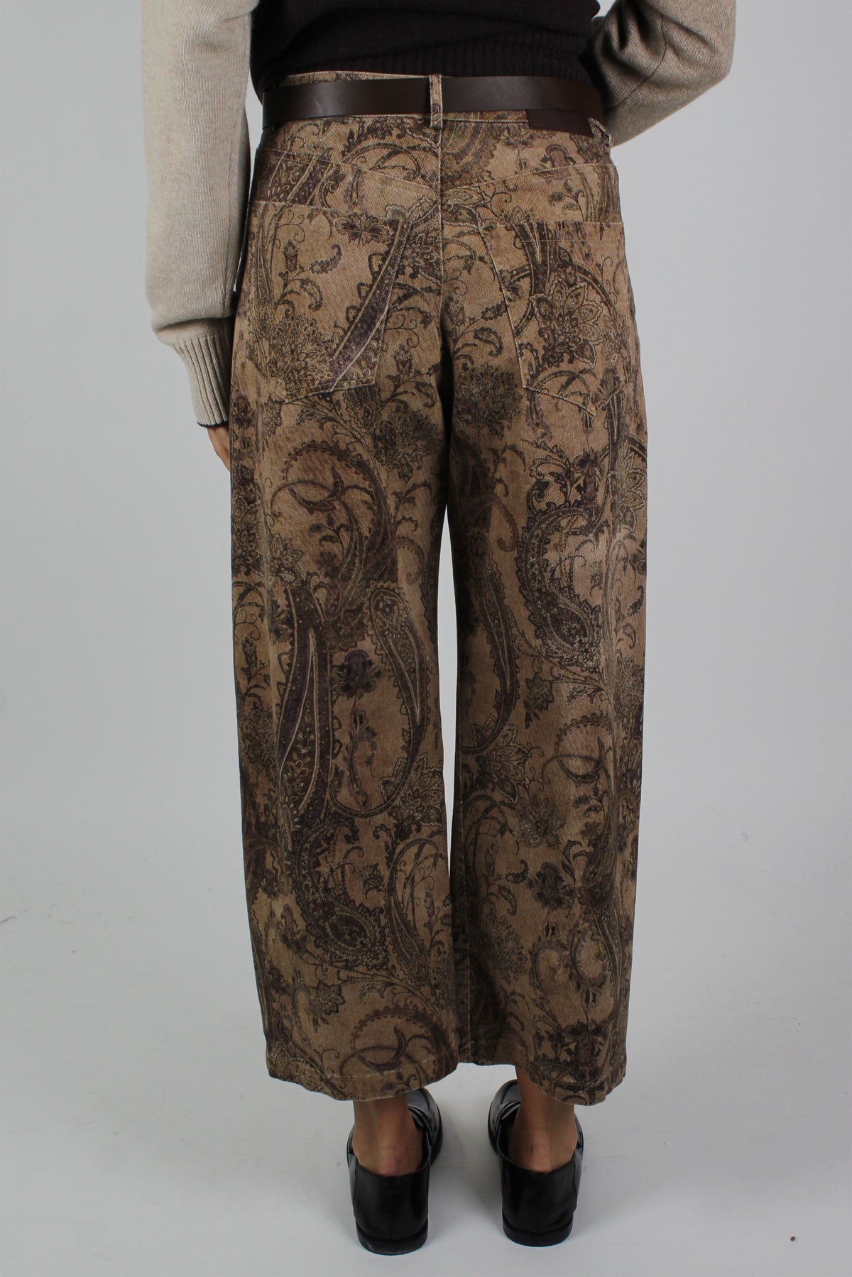 Motel - Pantalone regular crop fantasia bandana in denim colorato