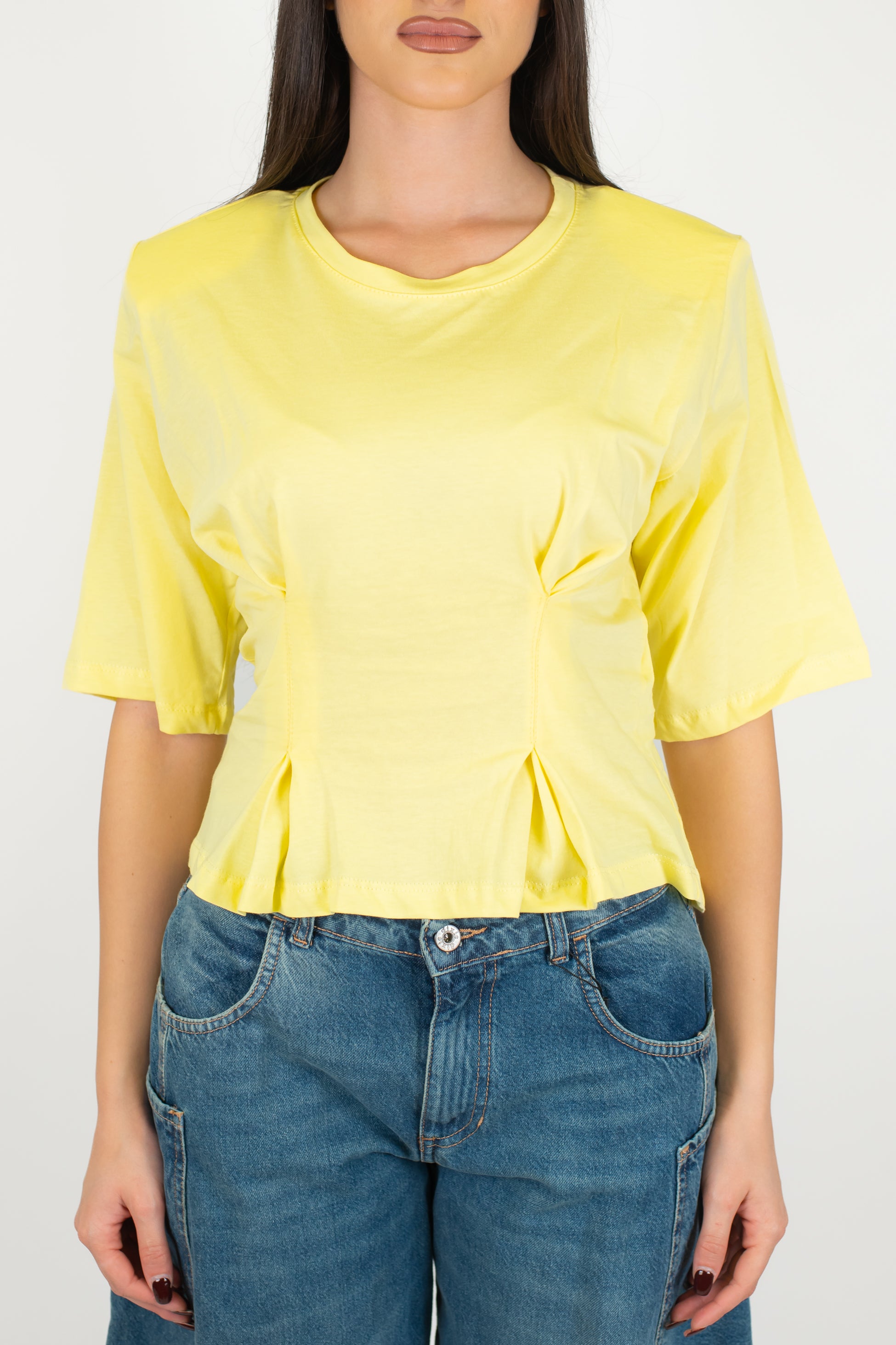 Dixie - T-shirt crop con pinces e arriccio