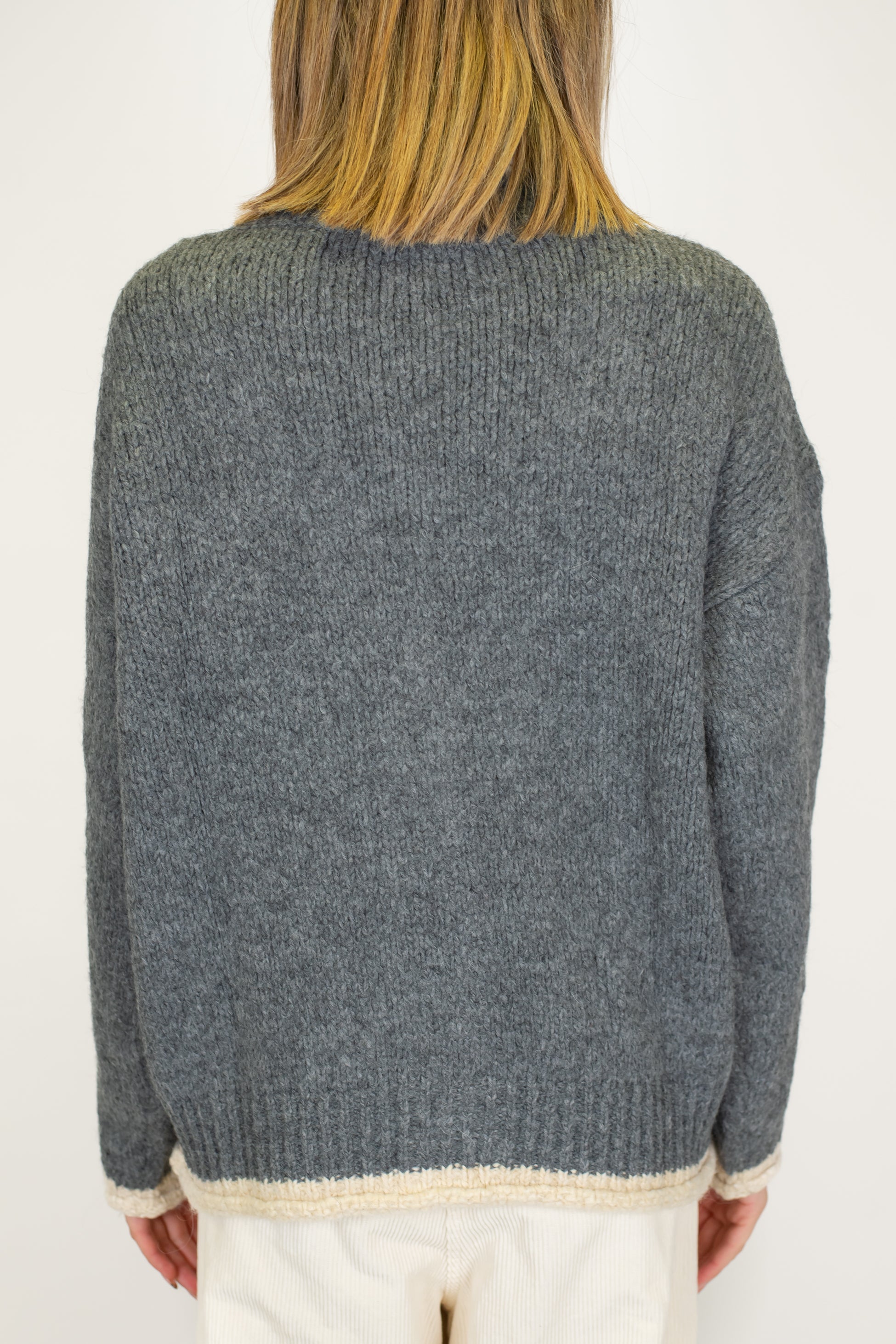 Motel - Cardigan tre bottoni in misto lana con fondo a contrasto