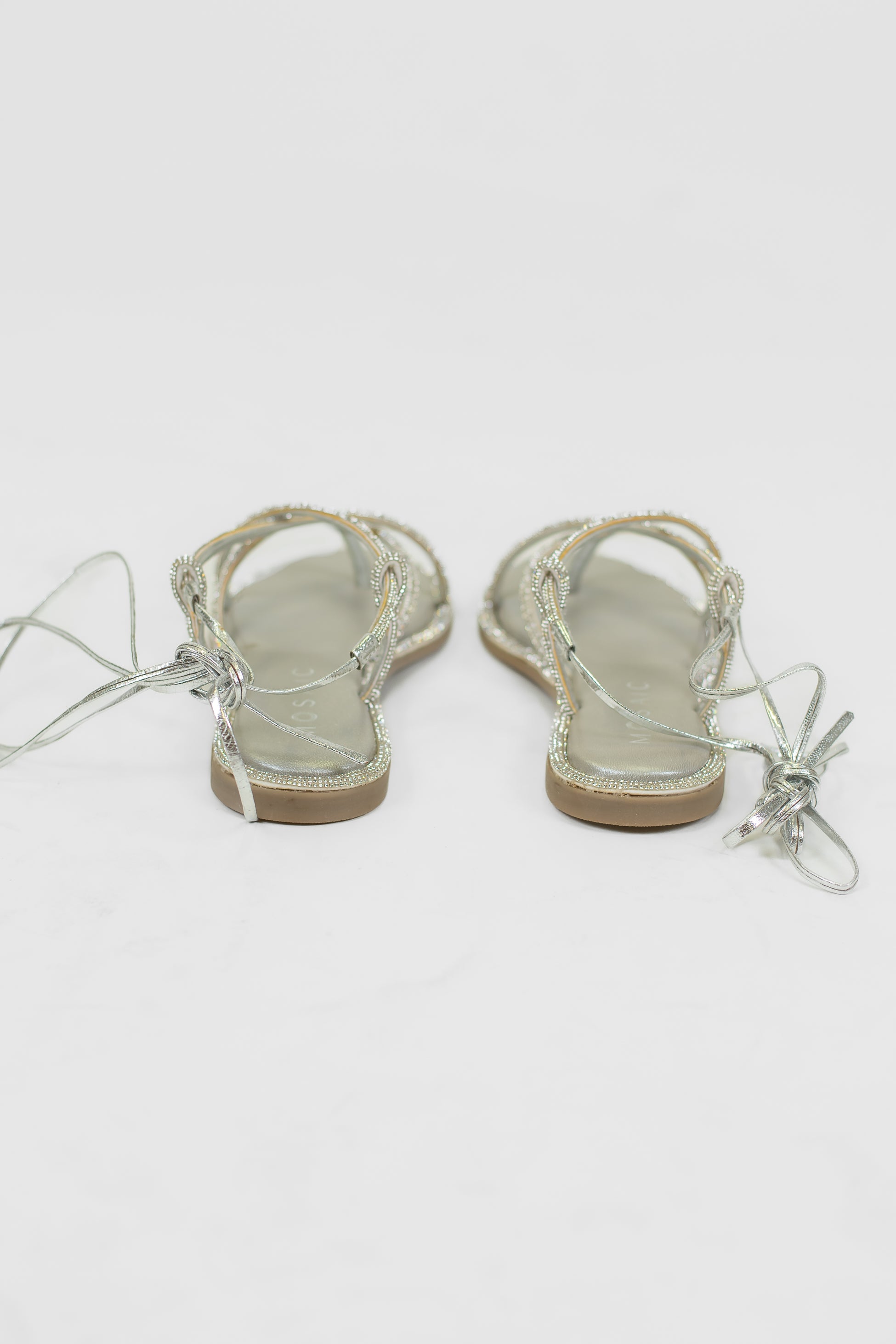 Mosaic - Sandalo infradito con strass, allaccio alla schiava e sottopiede in pelle