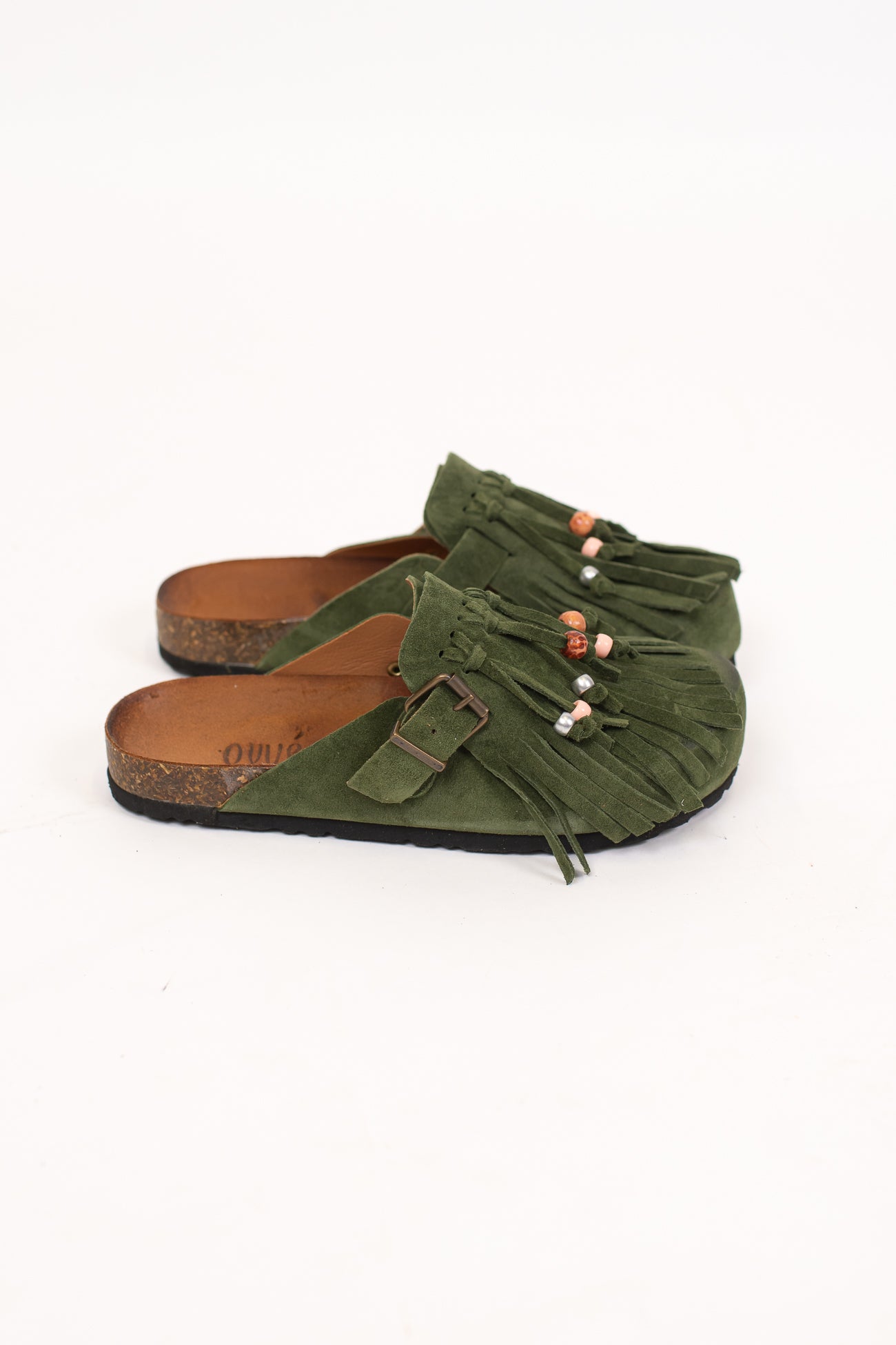 Ovyé - Mules in suede con frange e perline
